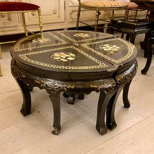 Precious Hand Painted Japanese Side Tables with Mother of Pearl Inlay