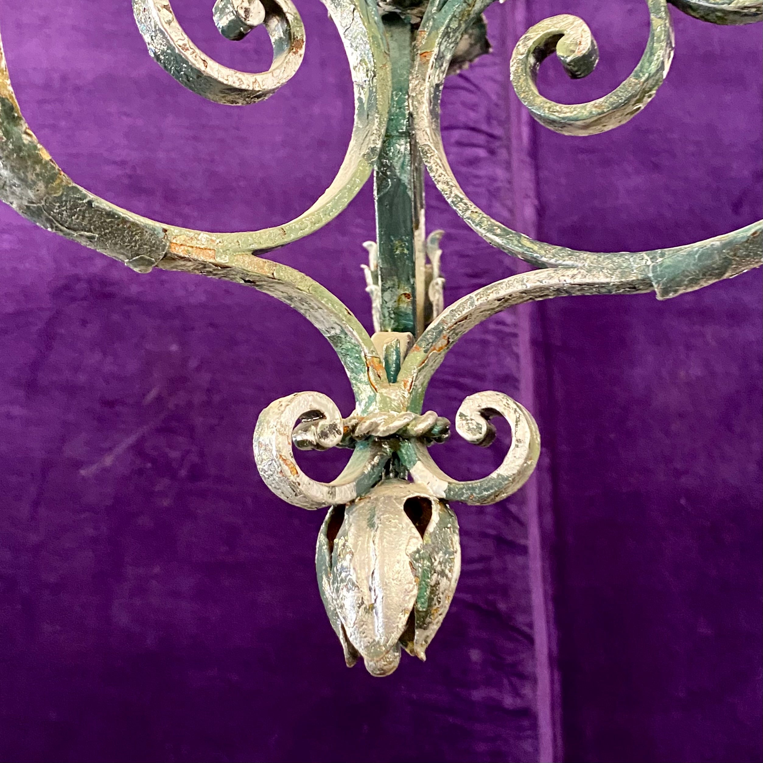 Hand Painted Wrought Iron Chandelier