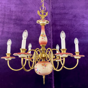 Red & Pink Vintage Delft Chandelier