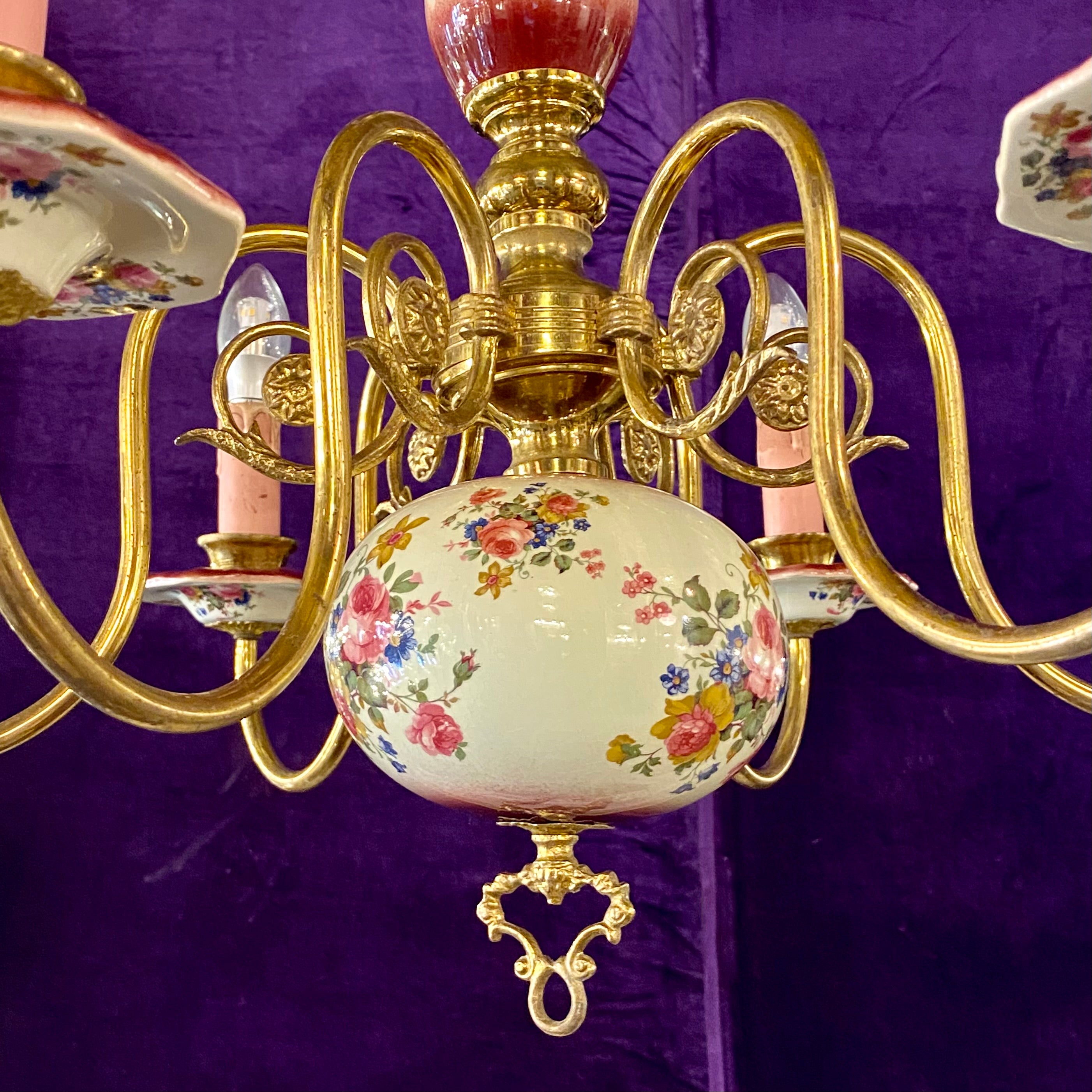 Pink and Red Delft Chandelier