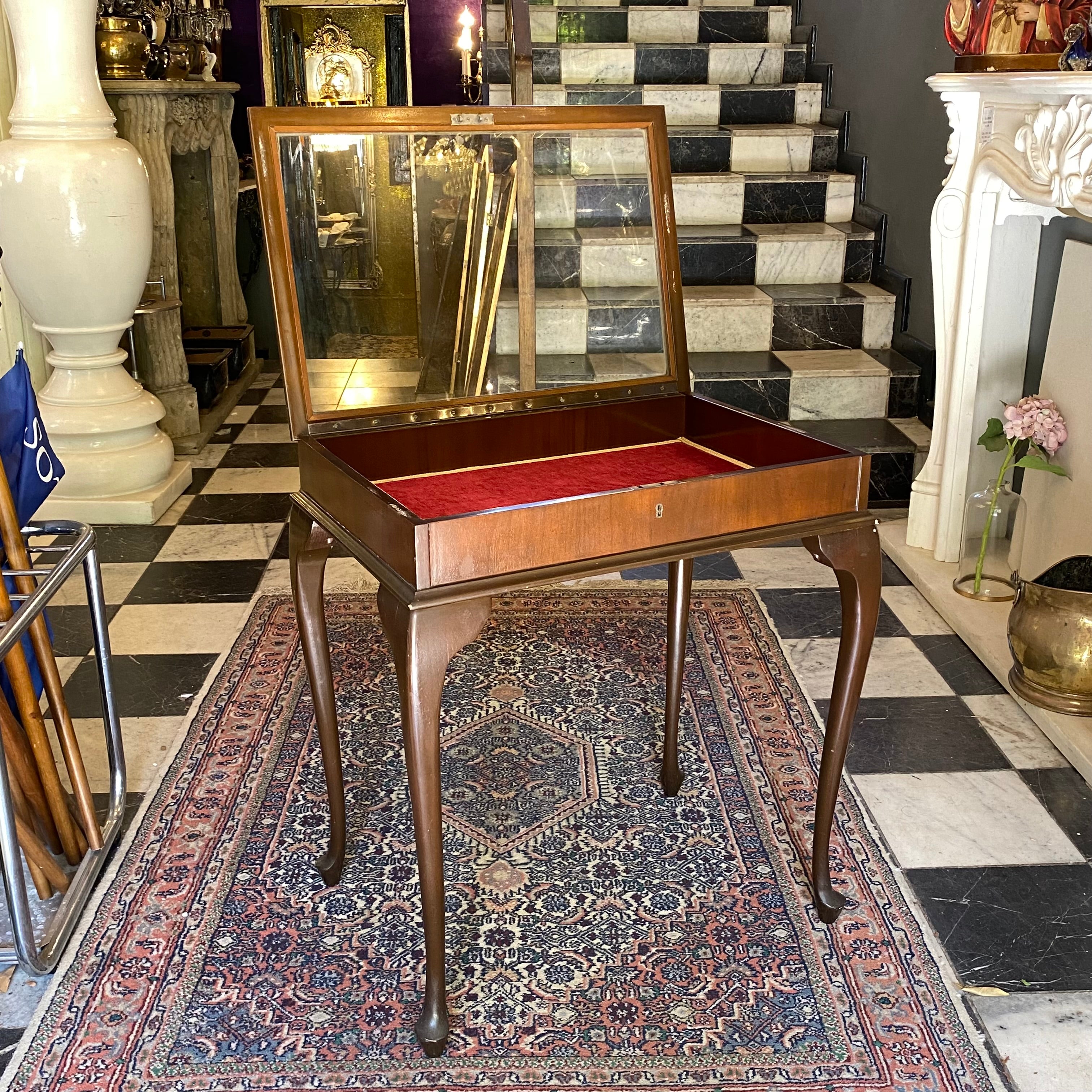 Antique Queen Anne Mahogany Display Cabinet