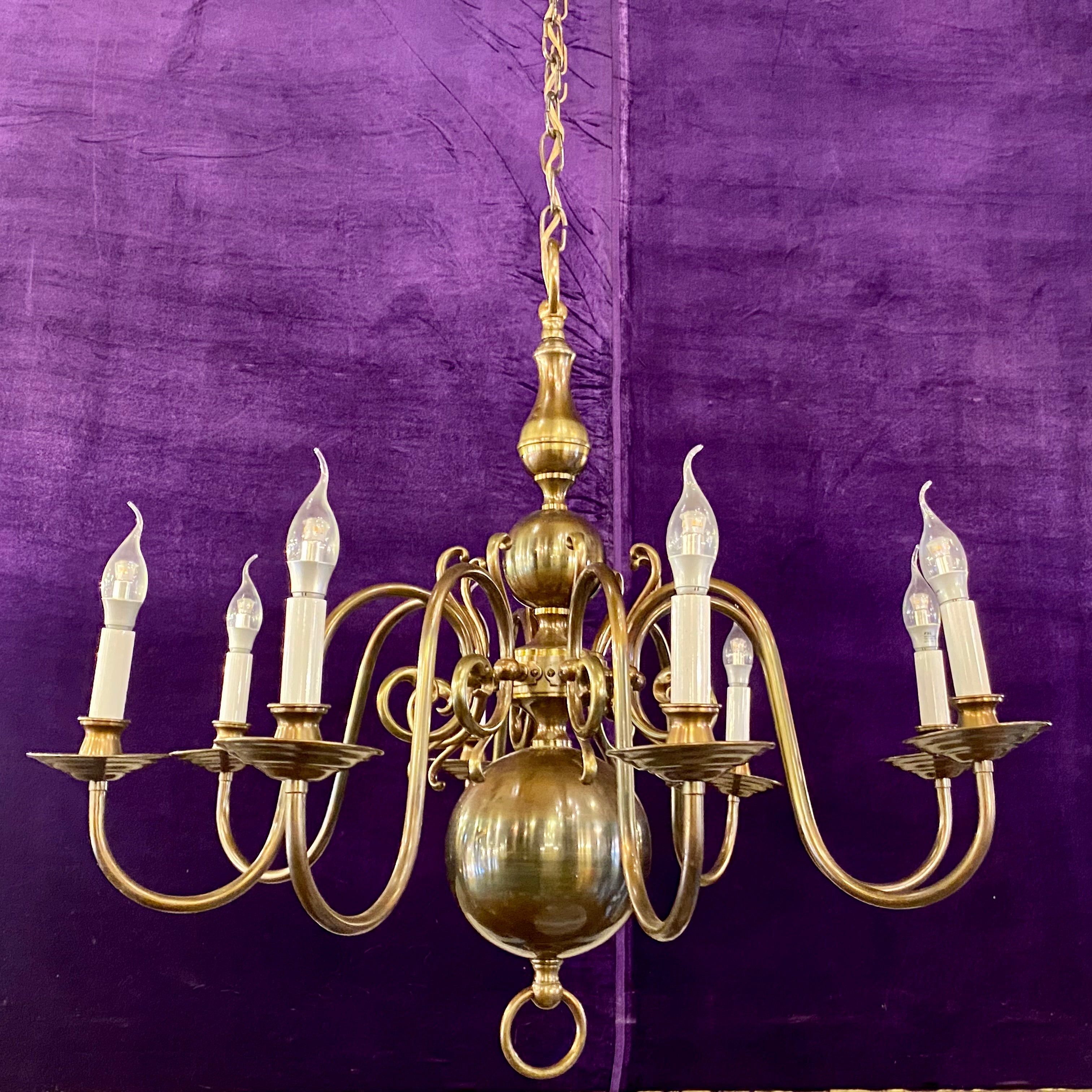 Antique Brass Flemish Chandelier - SOLD