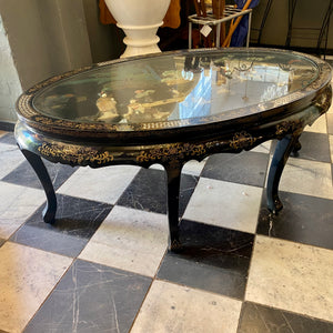 Japanese Hand Painted Coffee Table with Mother of Pearl Inlay