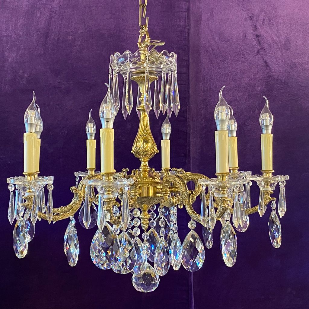 Antique French Chandelier with Large Crystals