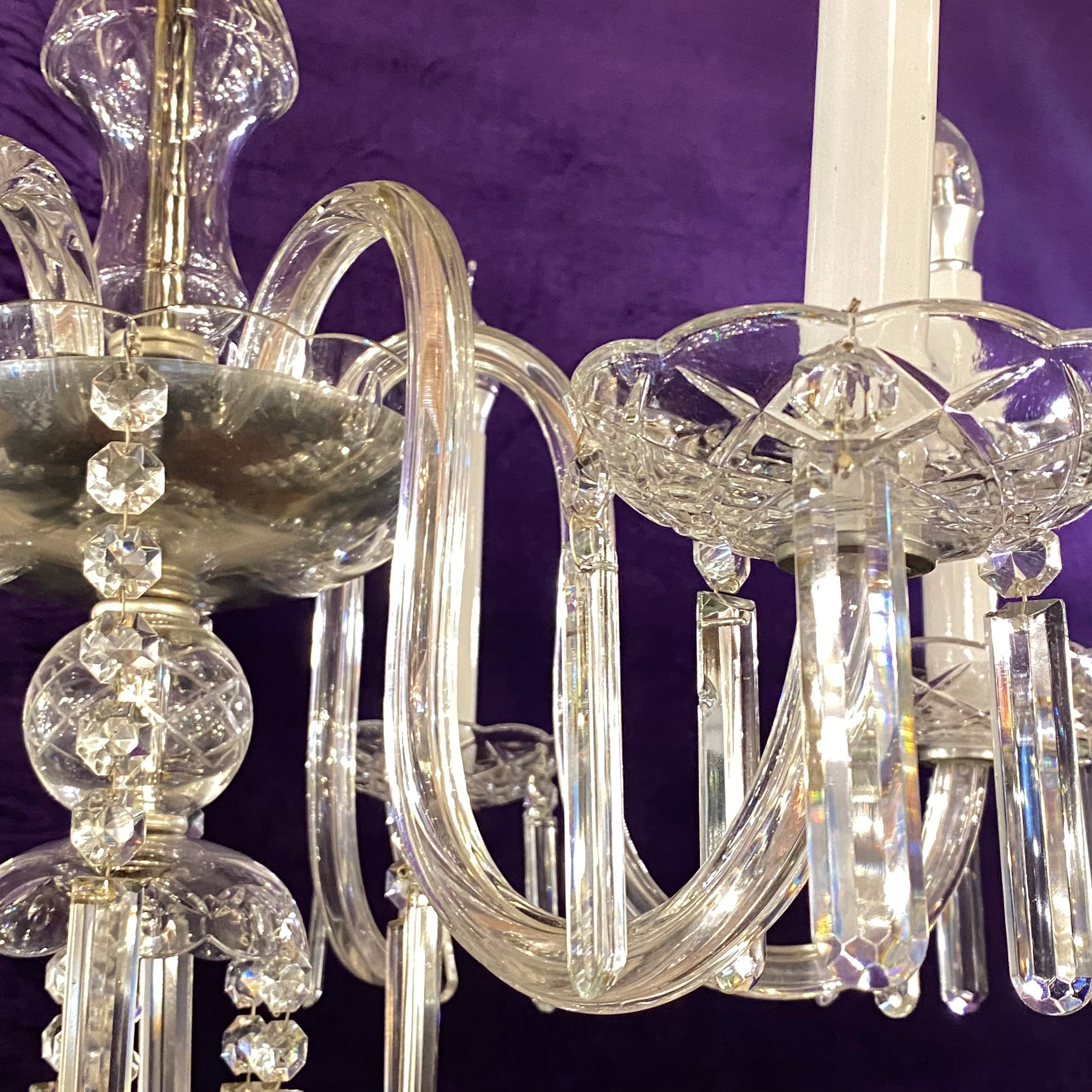 1920's Venetian Glass Chandelier with Original Crystals - SOLD