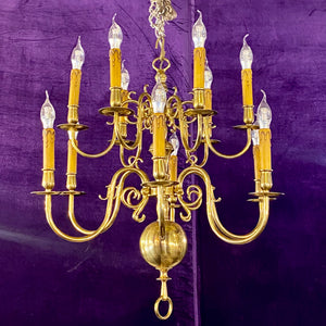 Antique Double Tier Flemish Chandelier