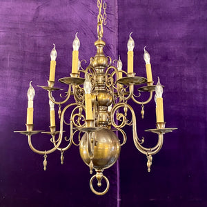 Large and Heavy Antique Flemish Double Tier Chandelier