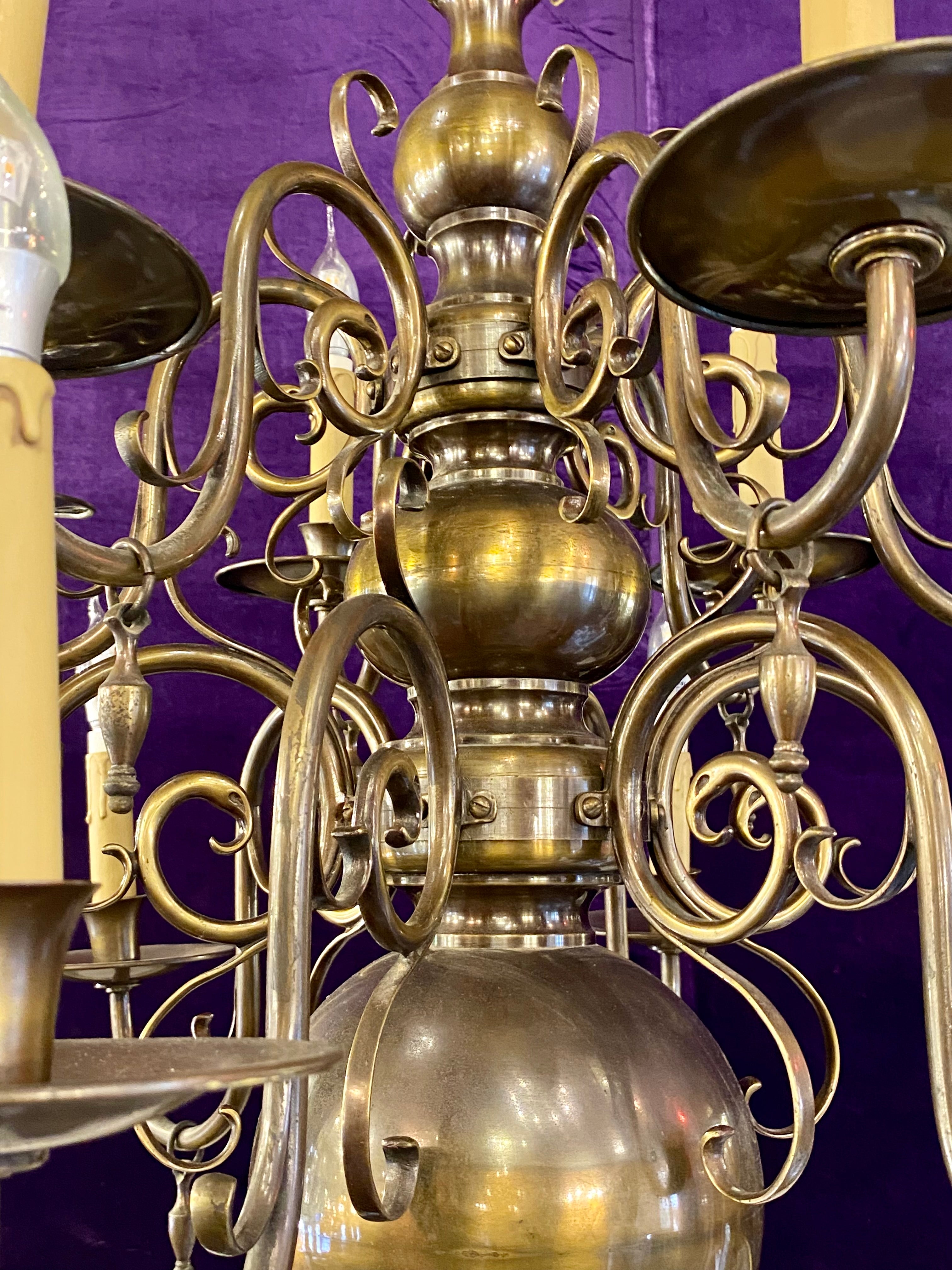 Large and Heavy Antique Flemish Double Tier Chandelier