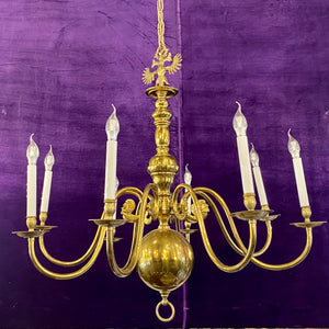 A Large Polished Brass Flemish Chandelier