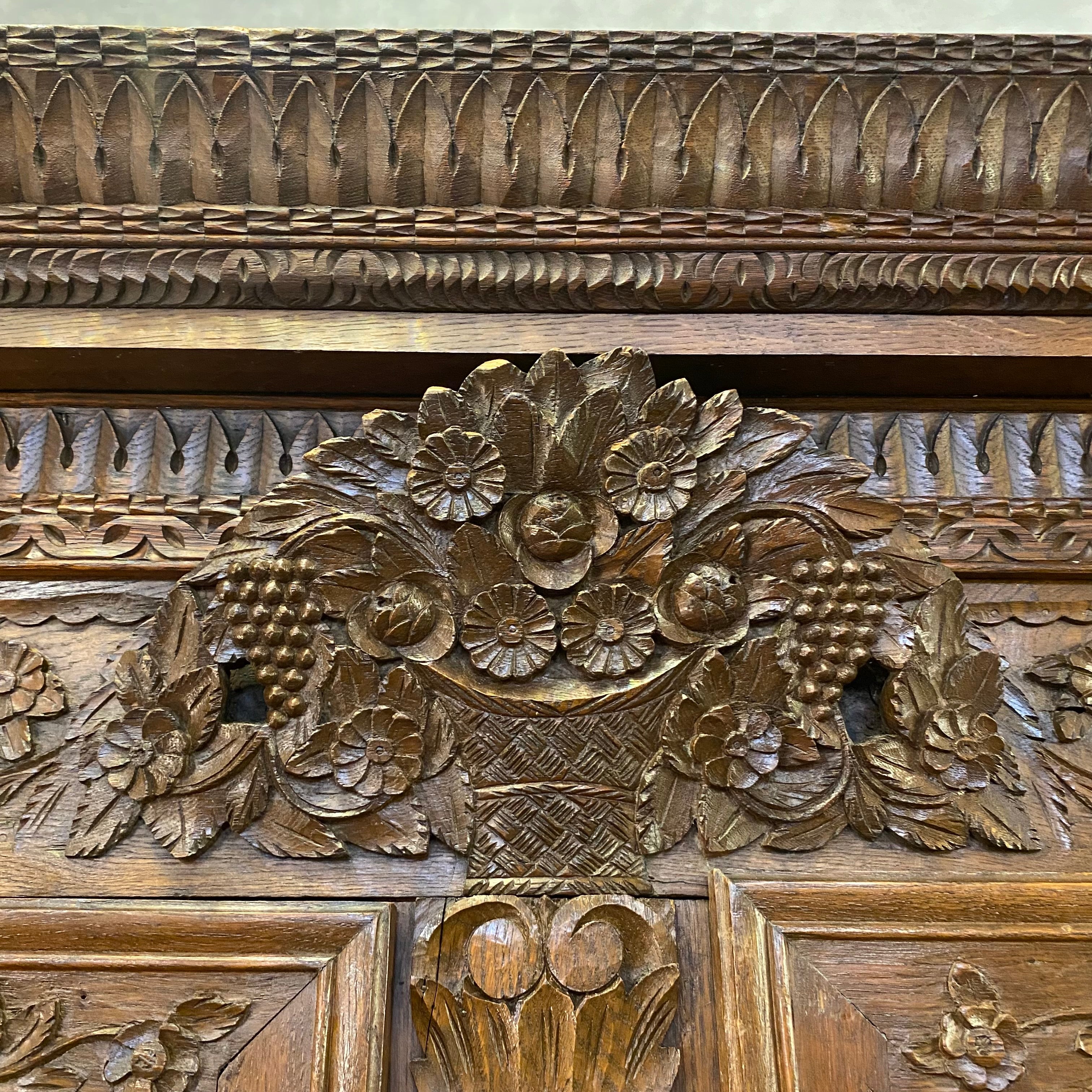 A 19th Century French Oak Wedding Armoire with Impressive Brass Escutcheons - SOLD