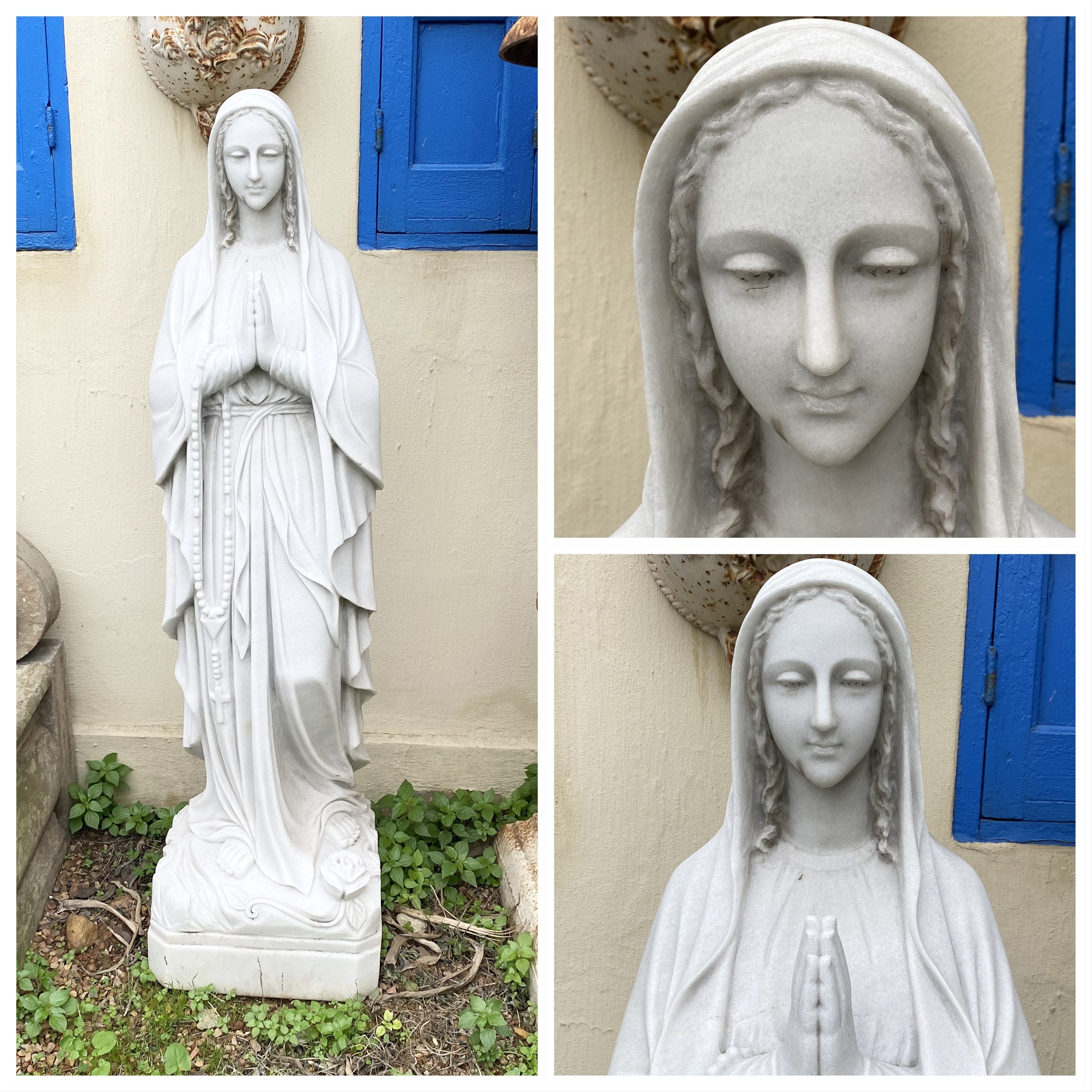 White Marble Mother Mary Statue