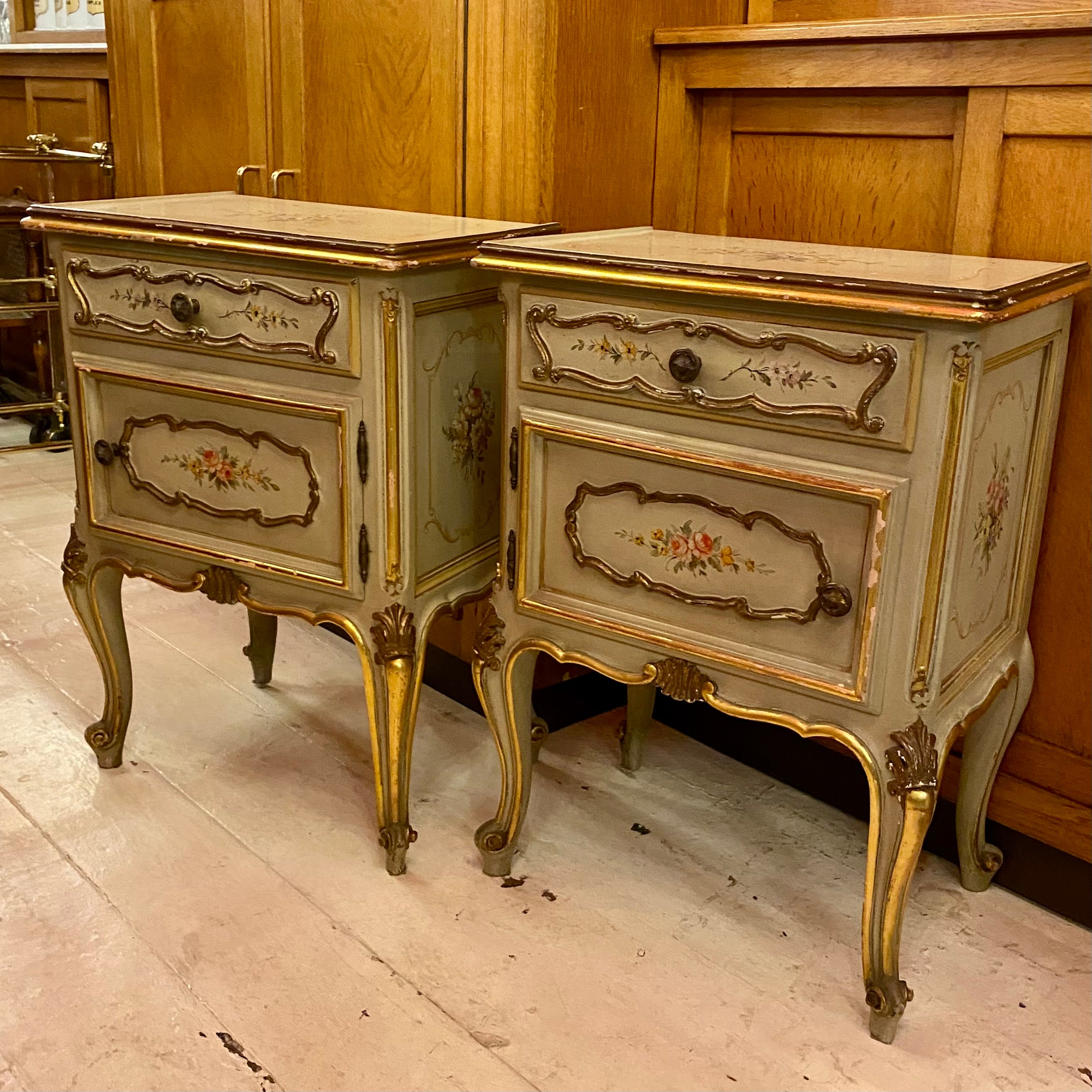 Antique Hand Painted & Gilt Italian Bedroom Set