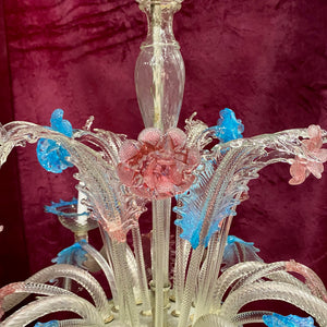 Gorgeous! Clear & Milky Glass Murano Chandelier