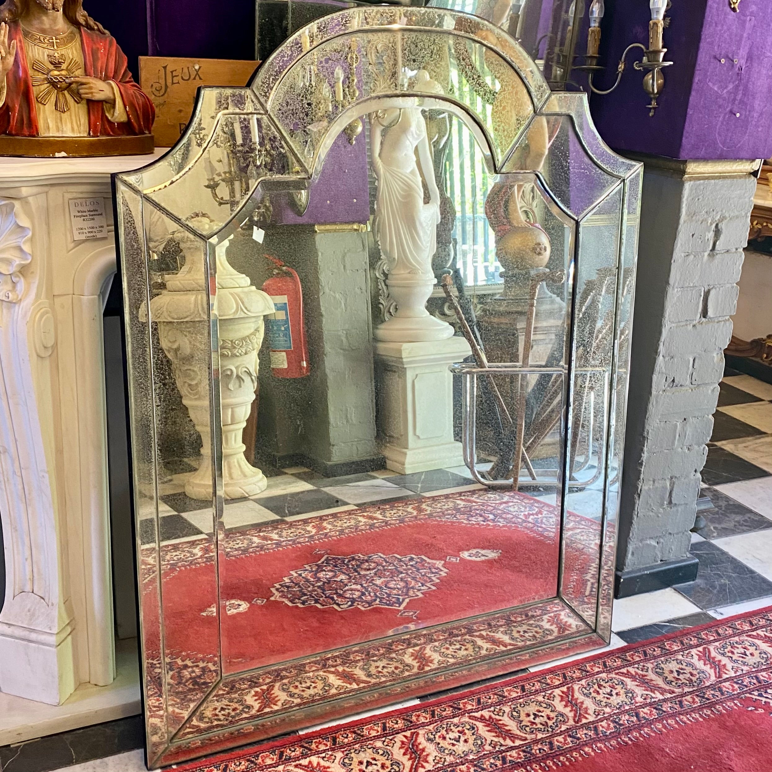 Very Large Aged and Arched Mirror