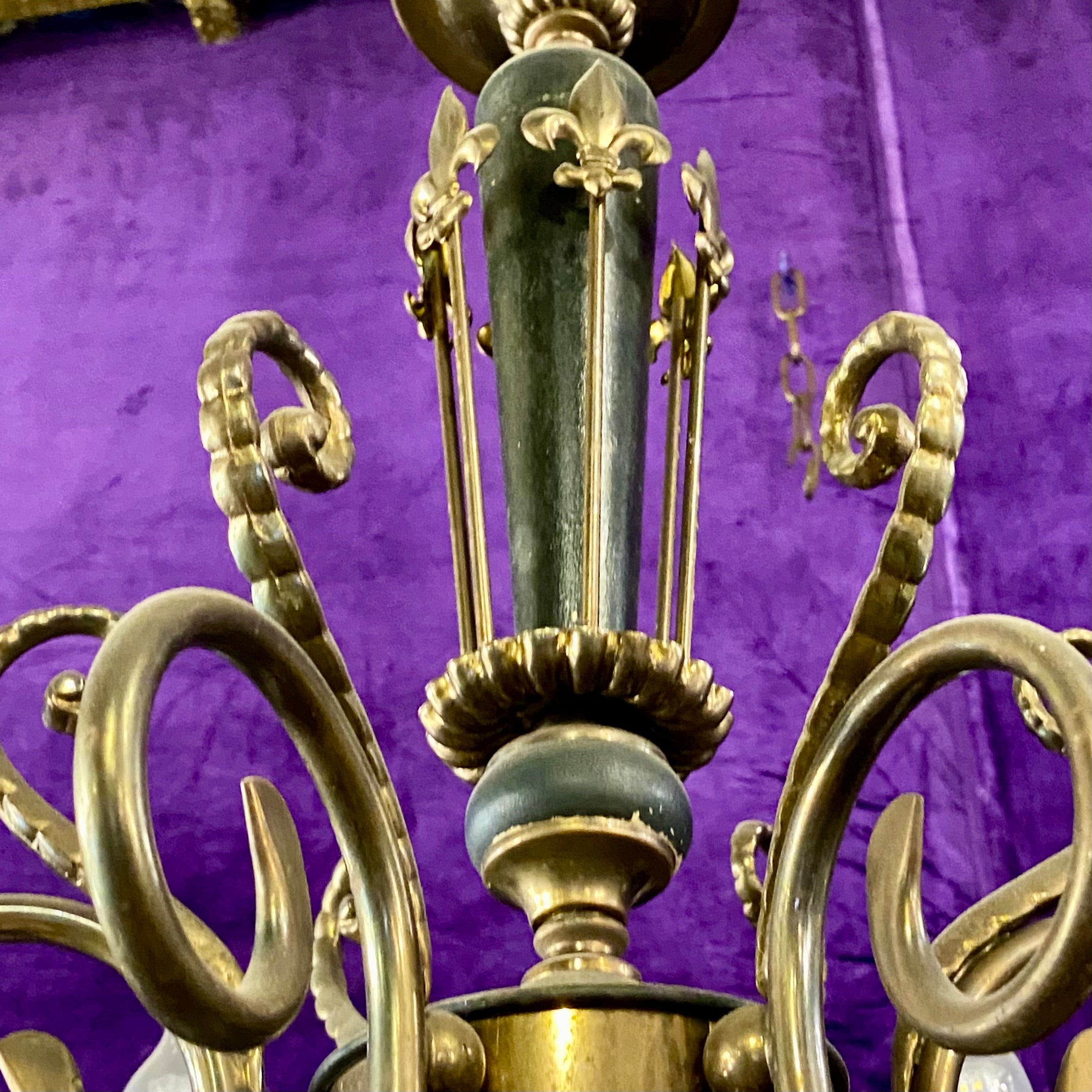 Metal and Brass Empire Era Chandelier