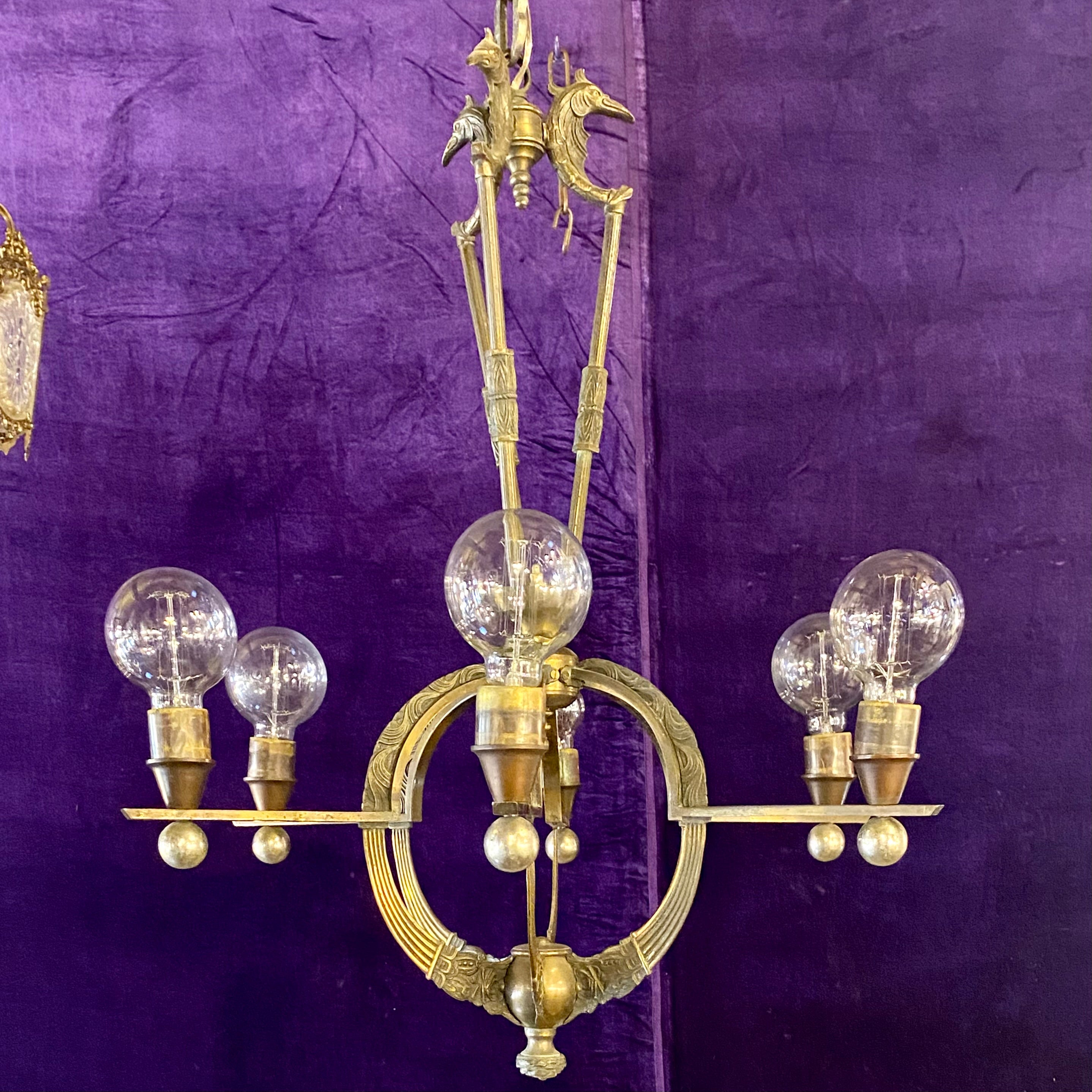 Very Interesting 1930's Brass Chandelier