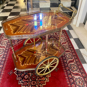 Vintage Inlaid Drinks Trolley