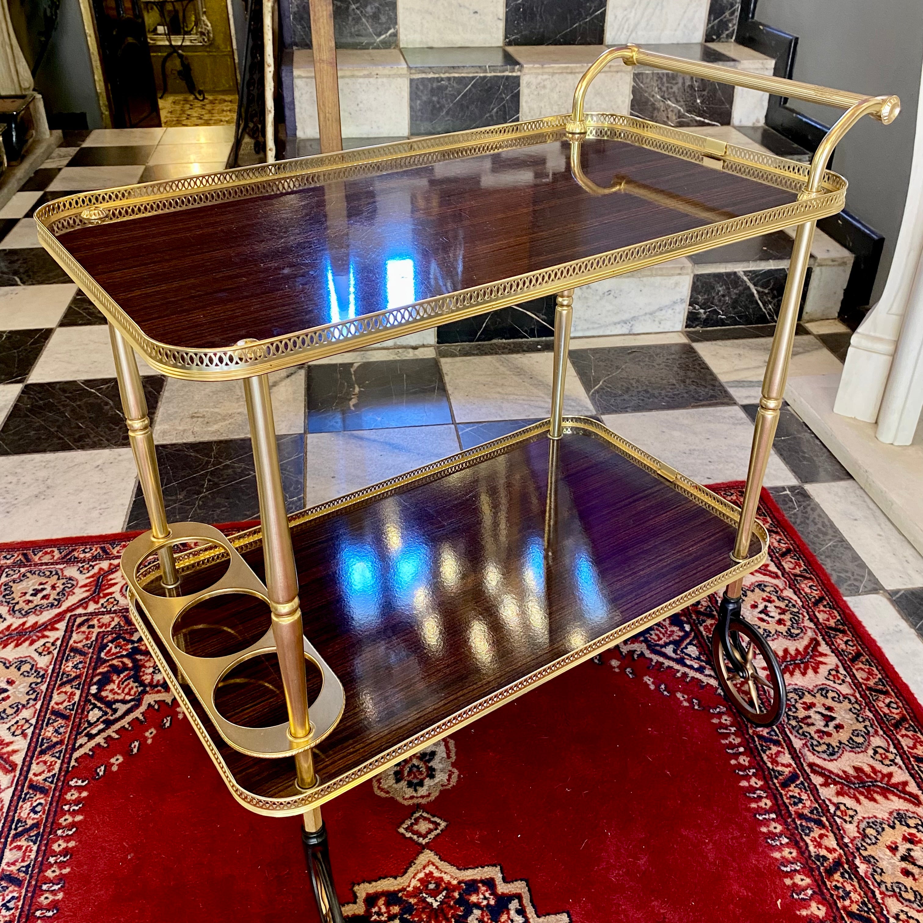 Vintage Drinks Trolley with Gilt Metal Details - SOLD