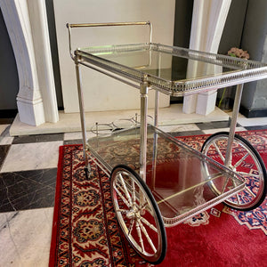 Pretty Vintage Metal and Glass Drinks Trolley - SOLD