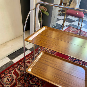 1970's Wooden Tray Drinks Trolley