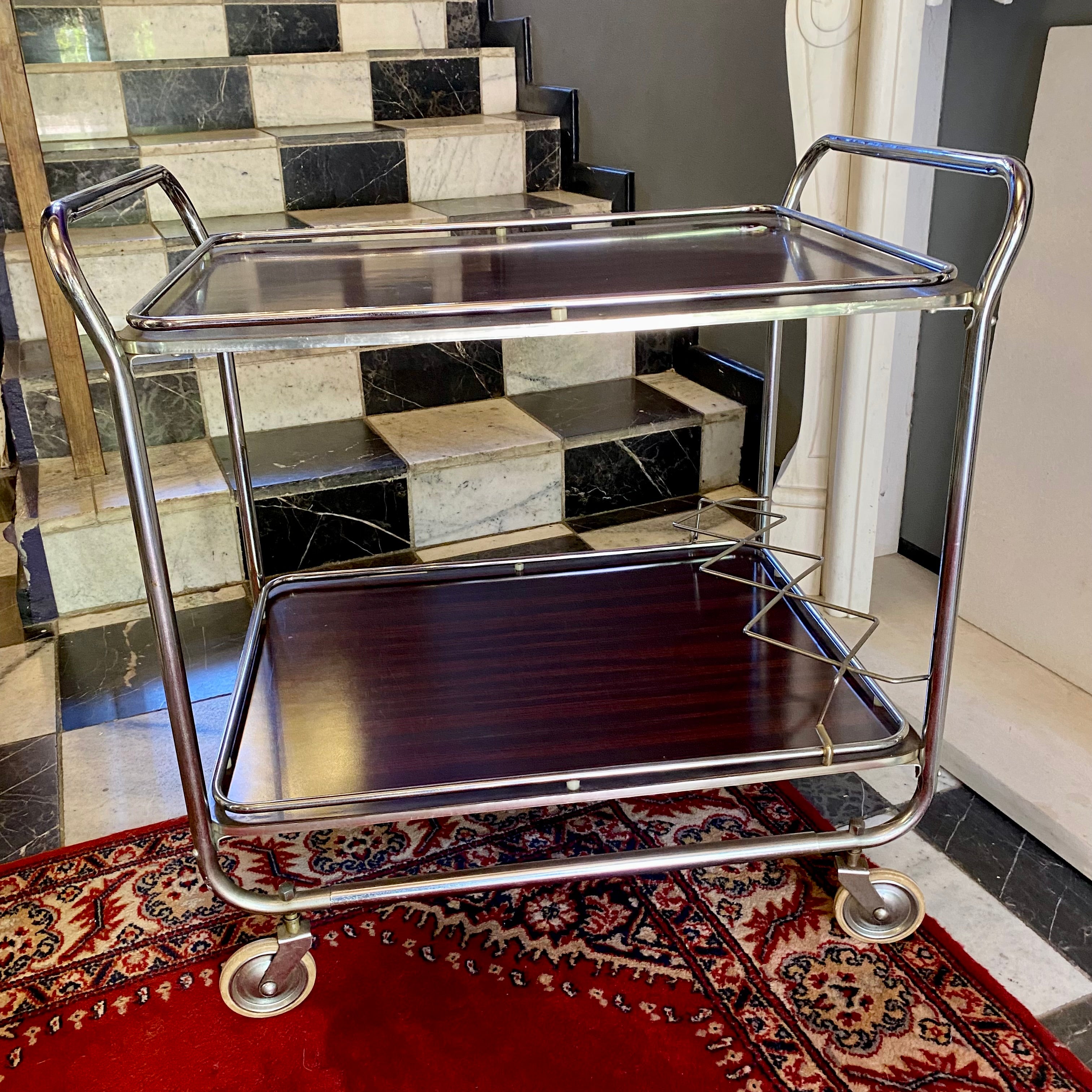 Vintage 1970's Drinks Trolley with Chrome Frame - SOLD