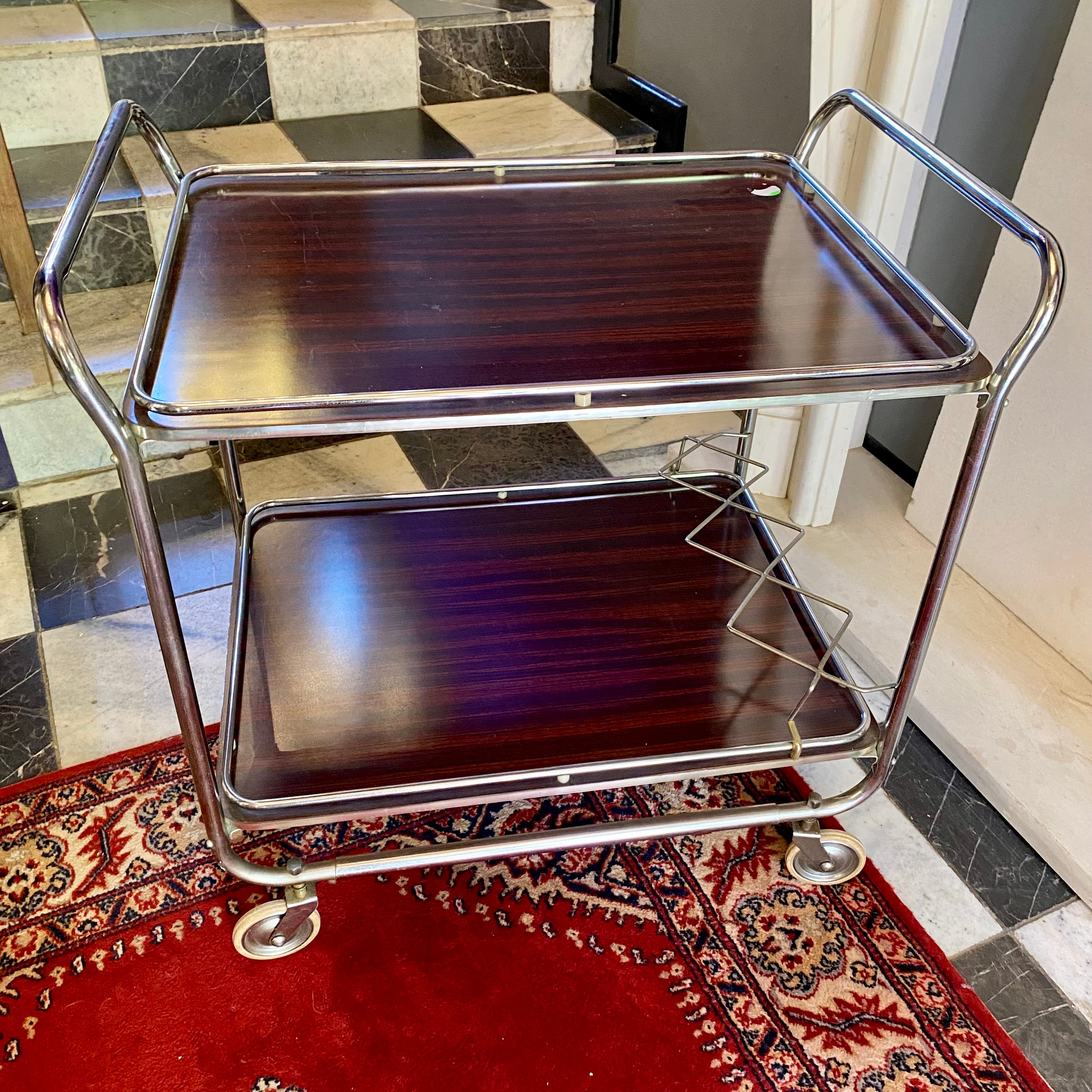 Vintage 1970's Drinks Trolley with Chrome Frame - SOLD