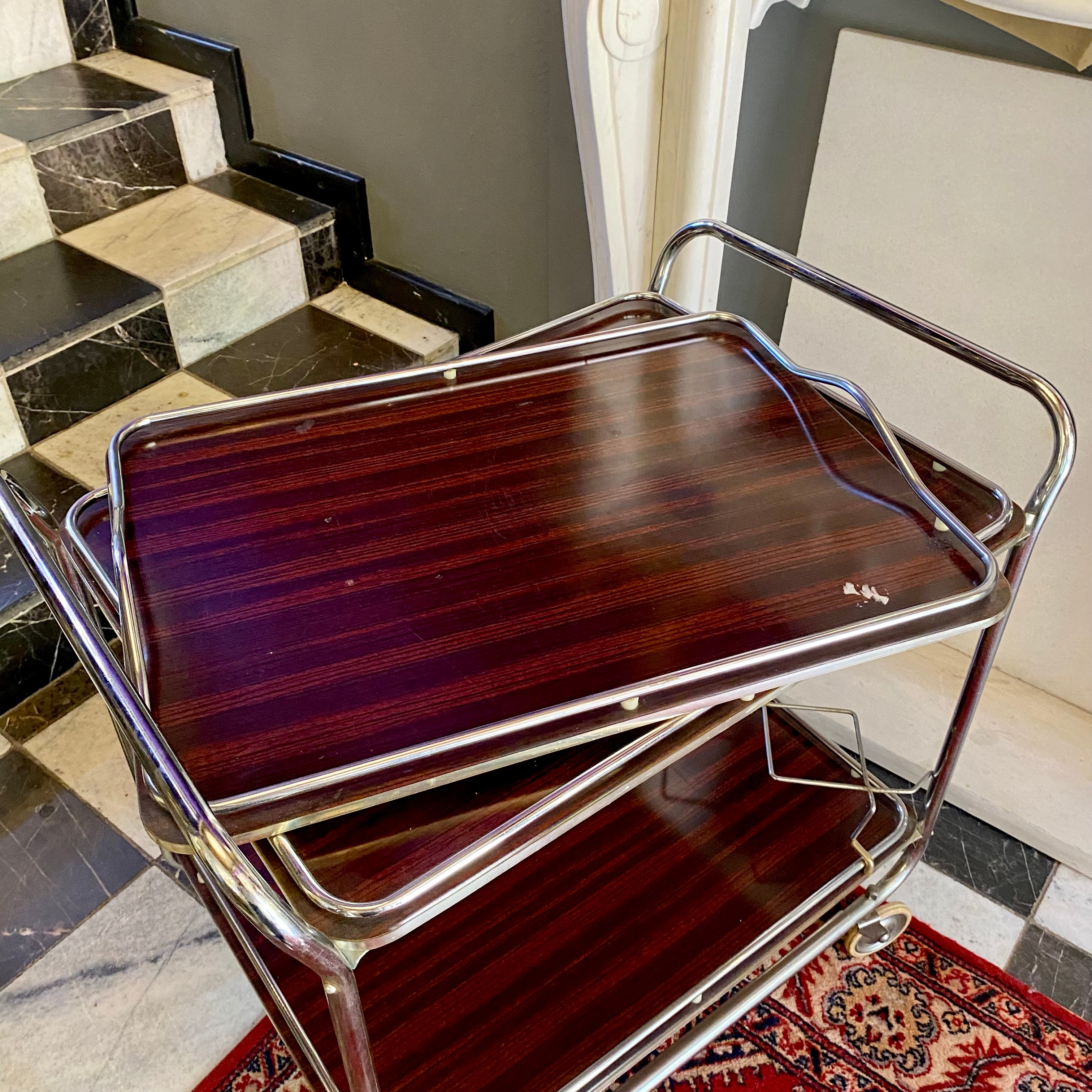 Vintage 1970's Drinks Trolley with Chrome Frame - SOLD