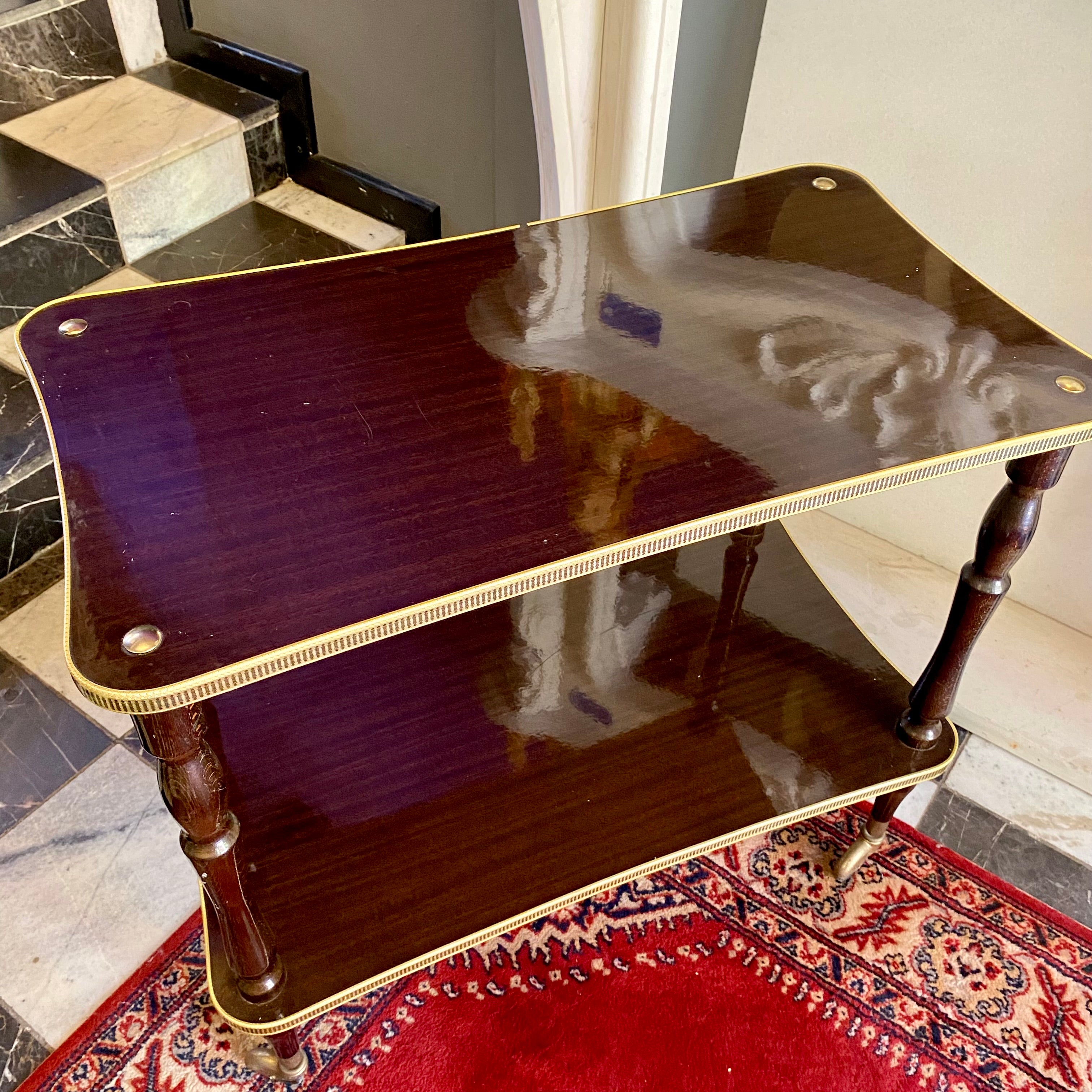 Large Vintage Drinks Trolley with Gilt Metal Frame - SOLD