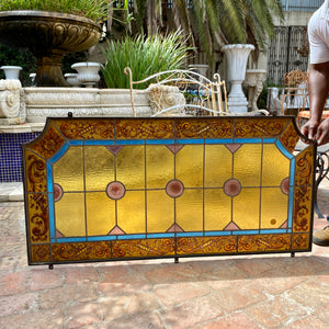 Antique Stained Glass Door with Fanlight