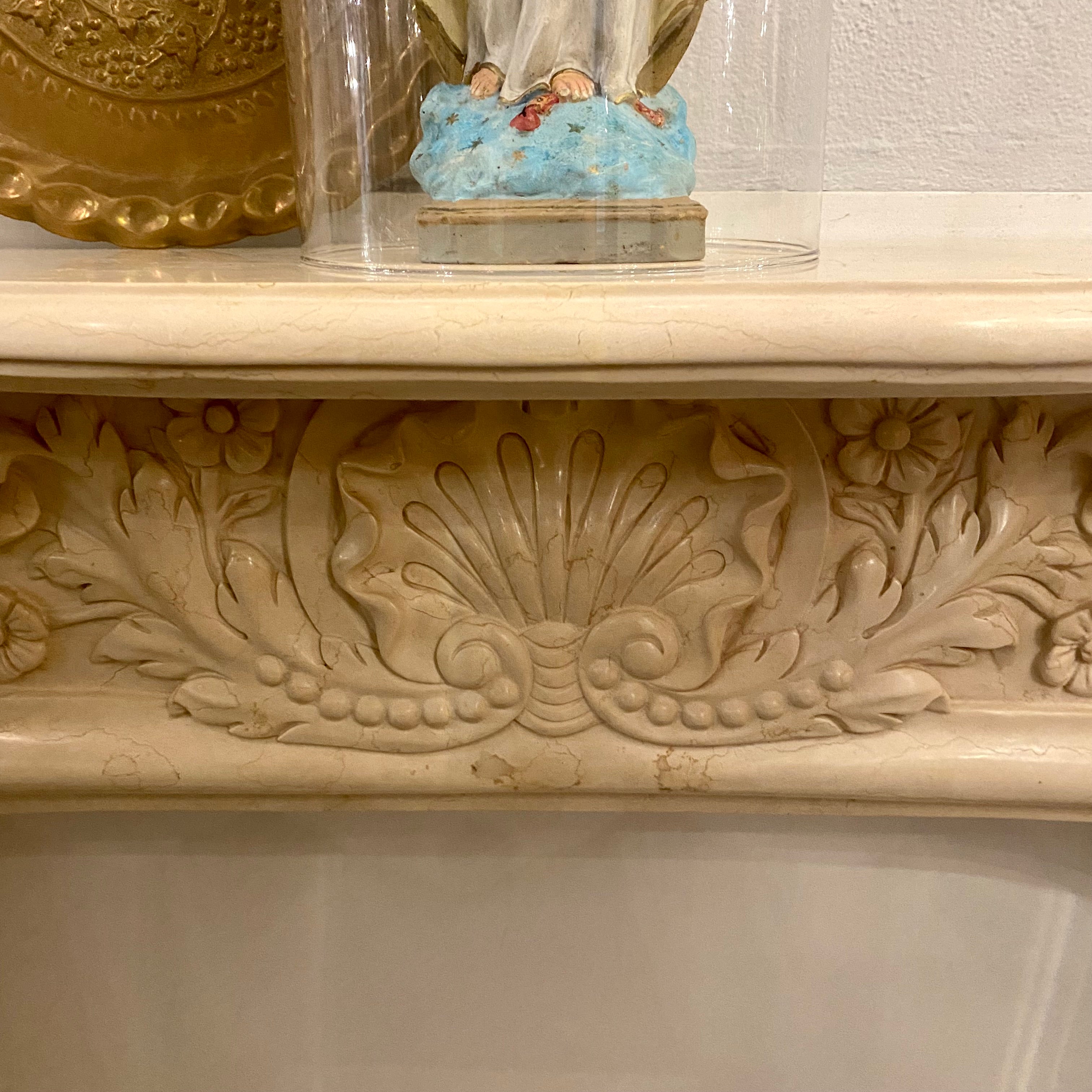 Creme Hand Carved Fireplace