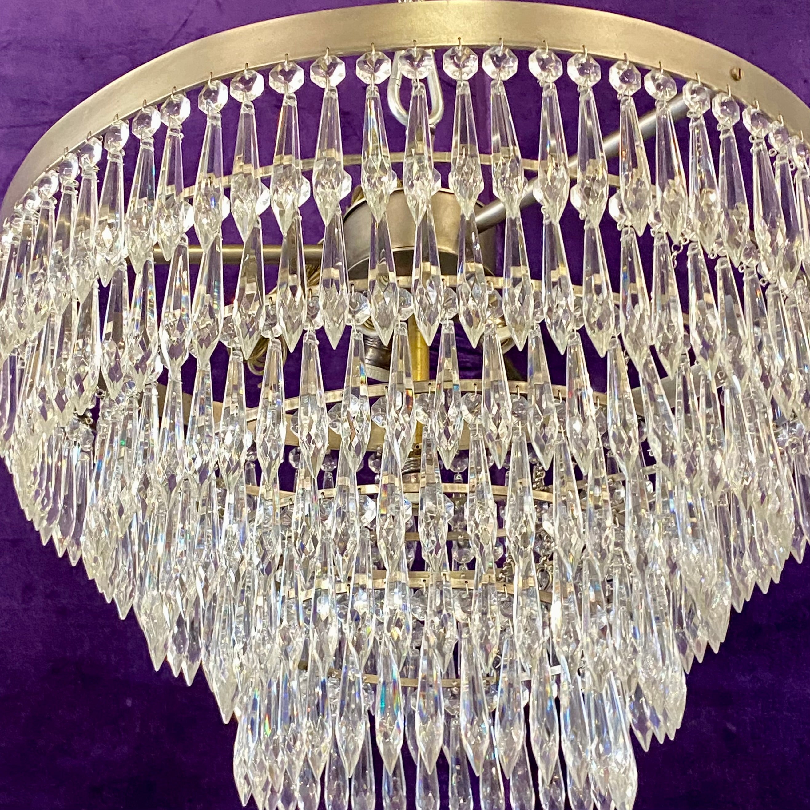 Nickel & Crystal Waterfall Chandelier