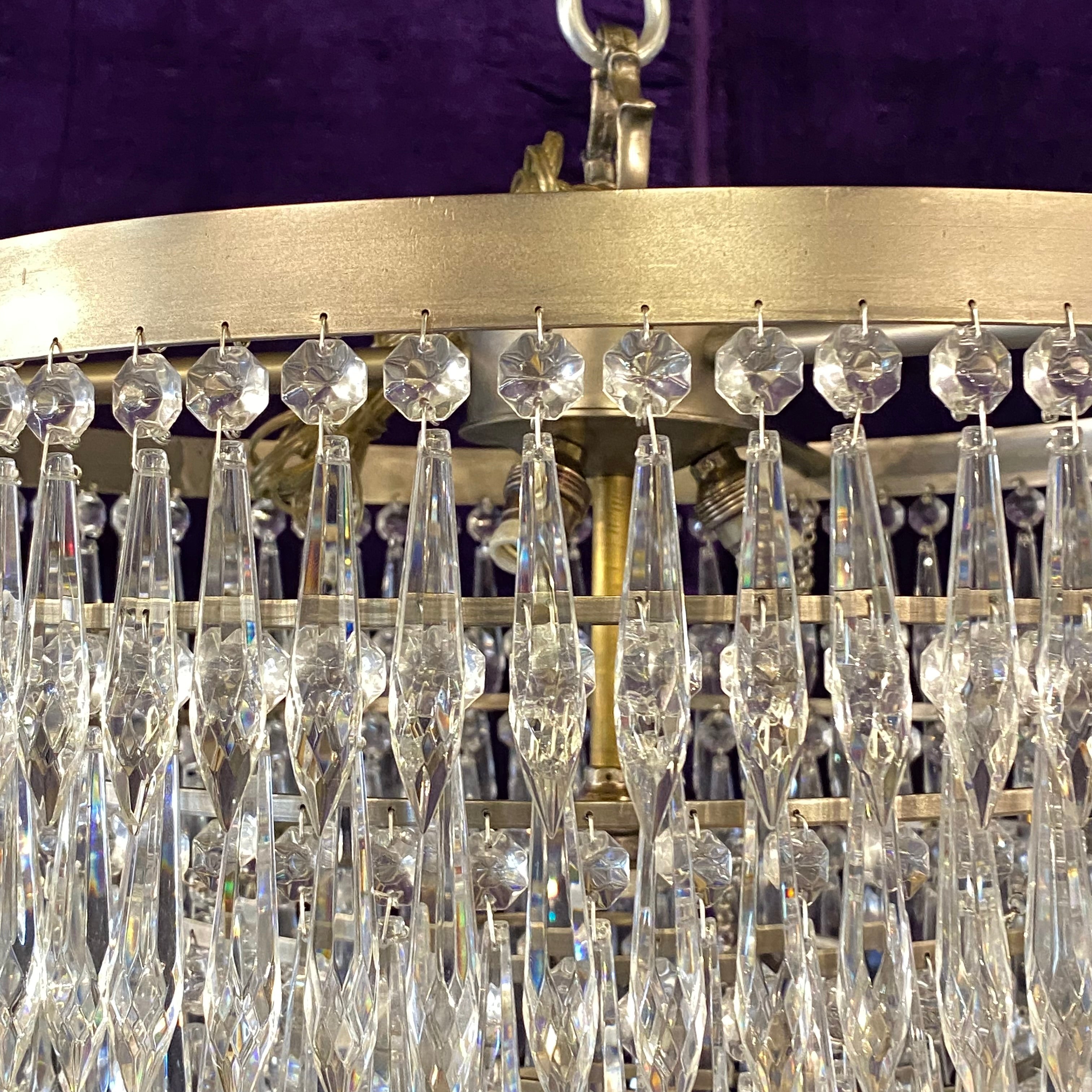 Nickel & Crystal Waterfall Chandelier