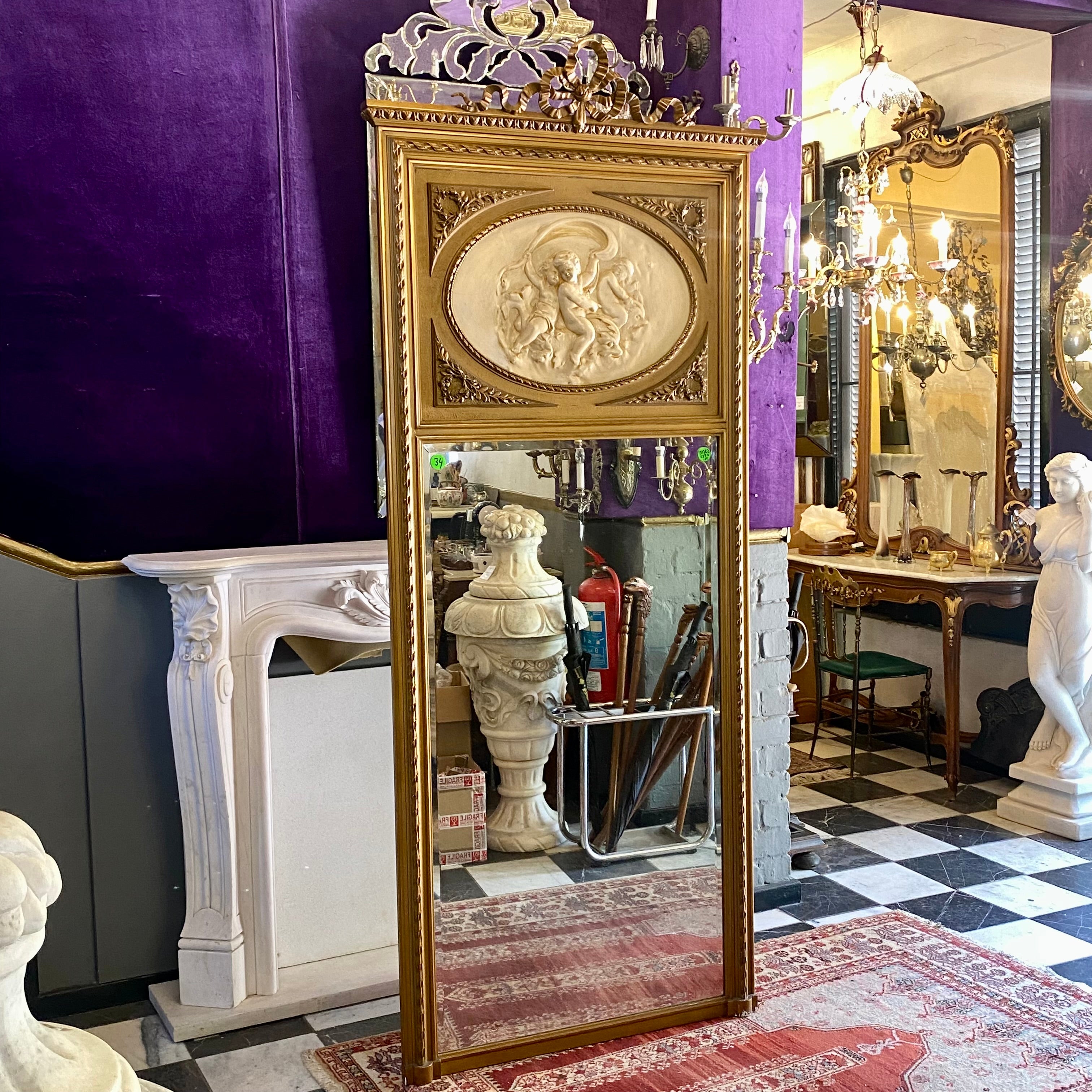 Stunning Antique Trumeau Mirror