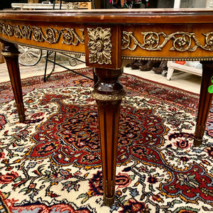 Antique Polished Inlaid Coffee Table with Brass Castings