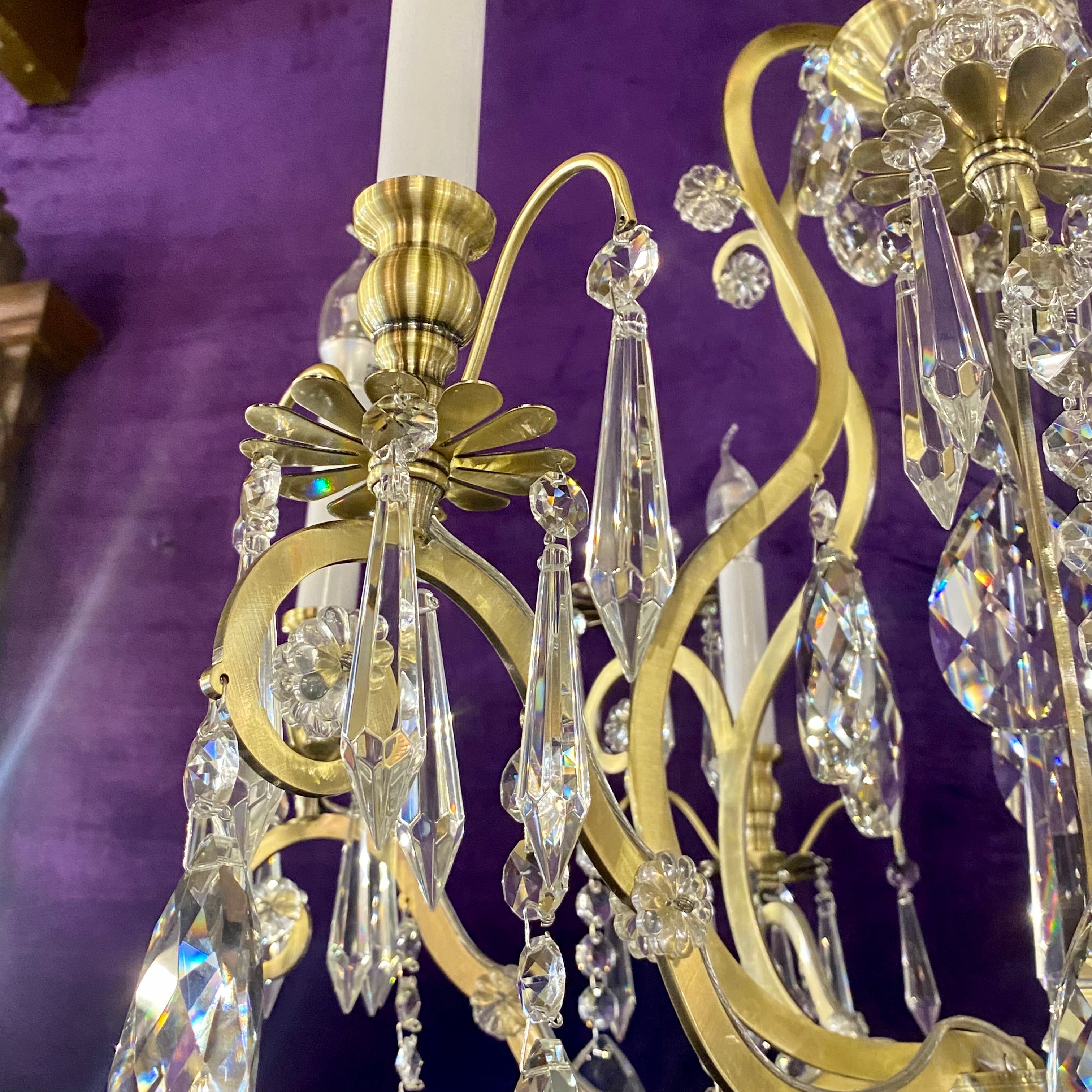 Beautiful Italian Cage Style Chandelier with Crystals