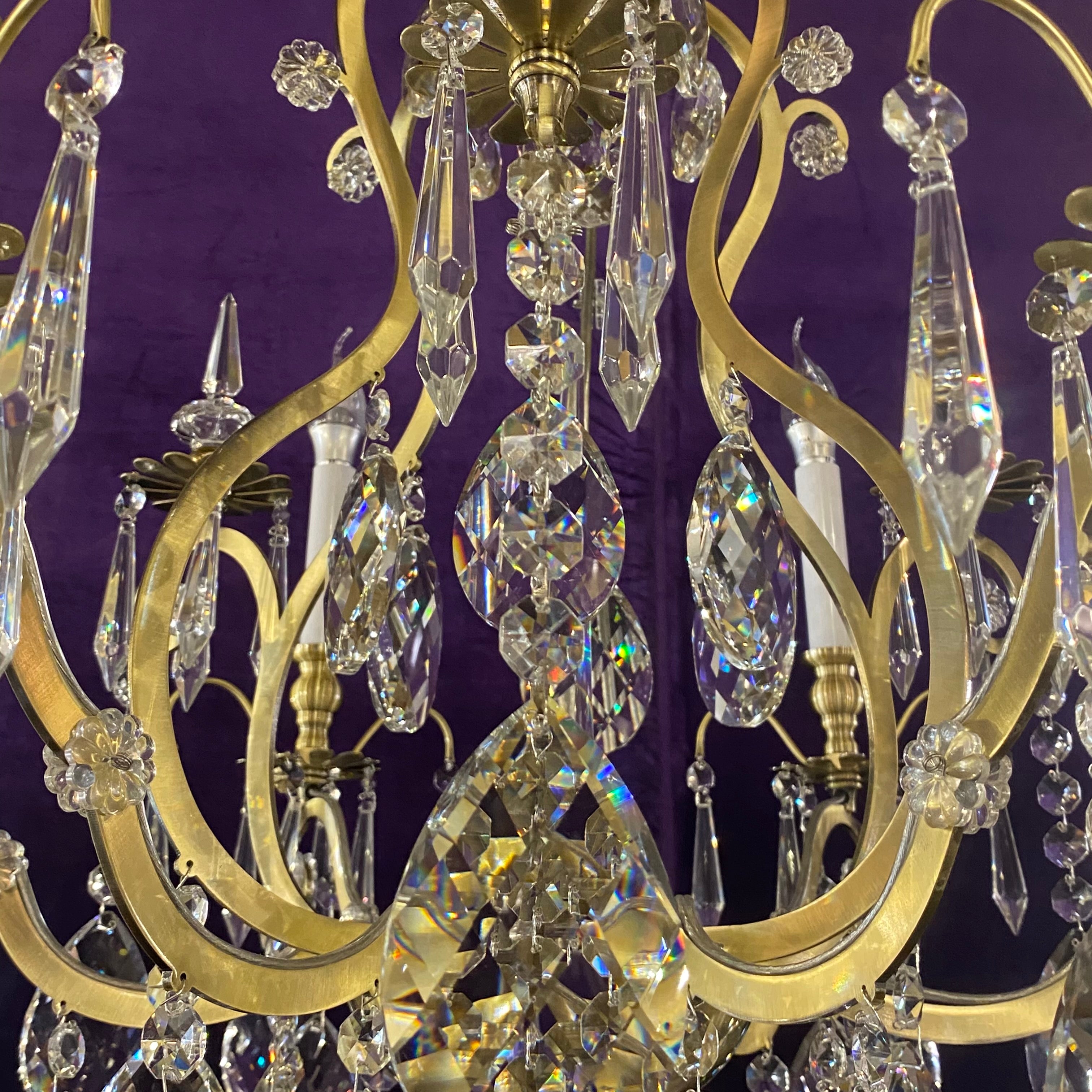 Beautiful Italian Cage Style Chandelier with Crystals