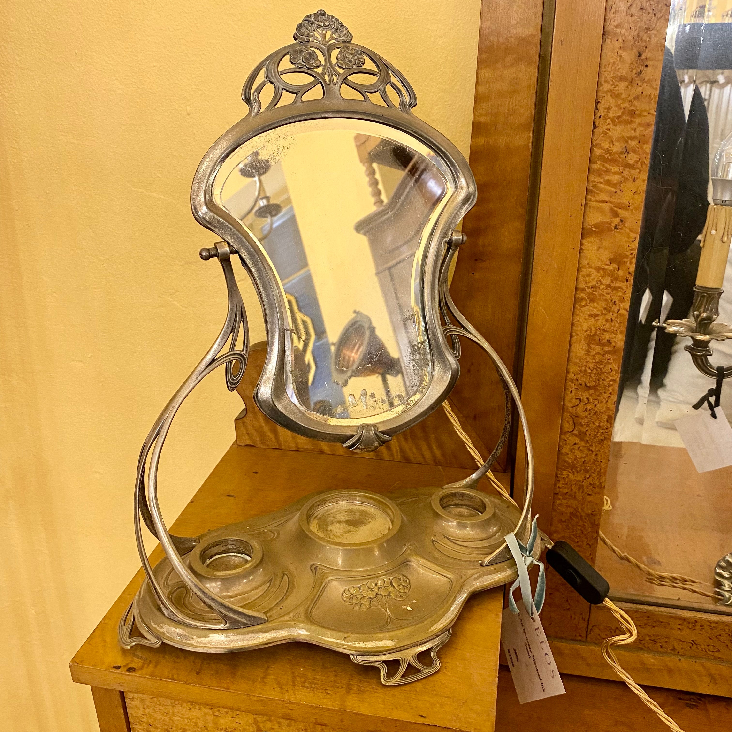 Art Nouveau Mirrored Ink Stand - SOLD