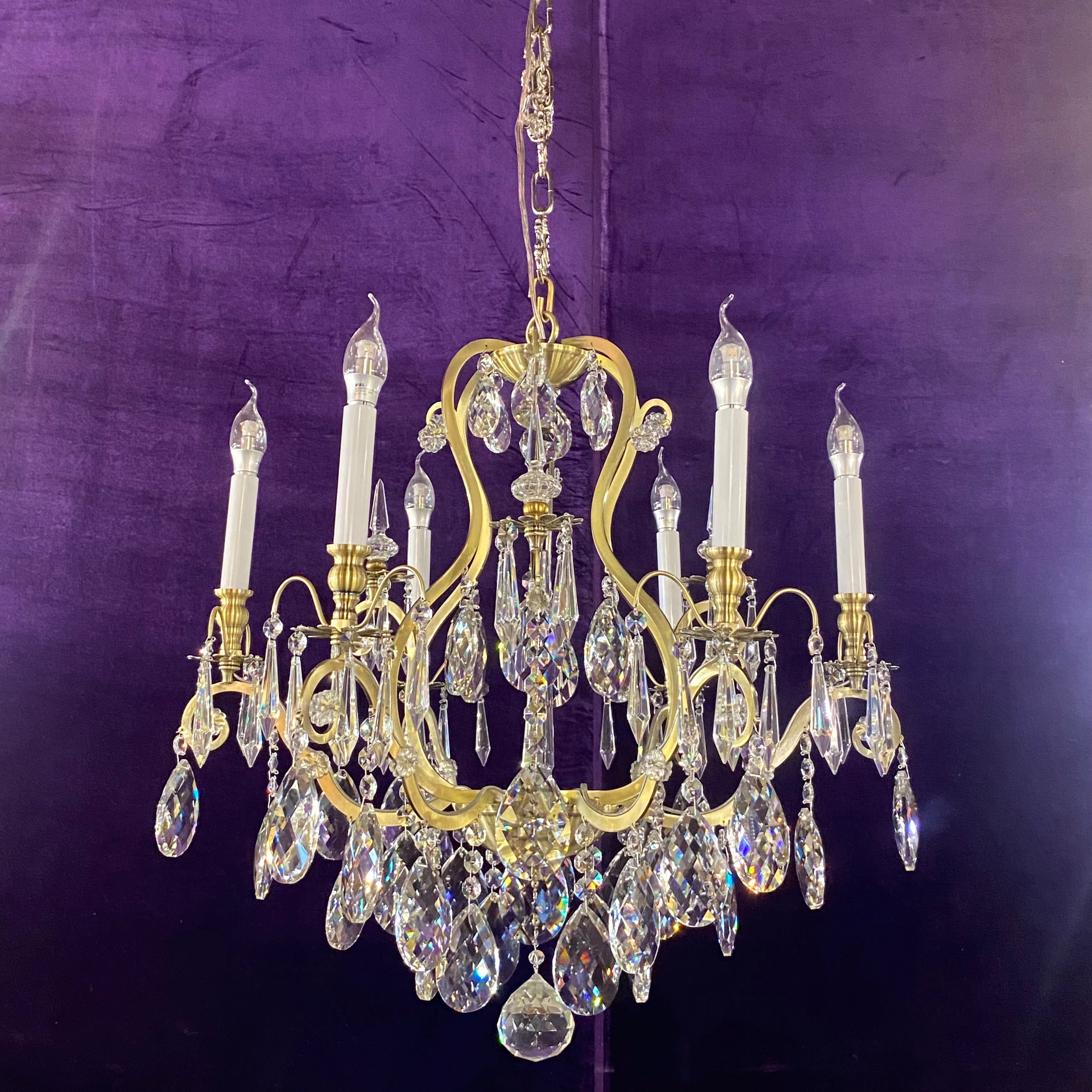 Beautiful Italian Cage Style Chandelier with Crystals