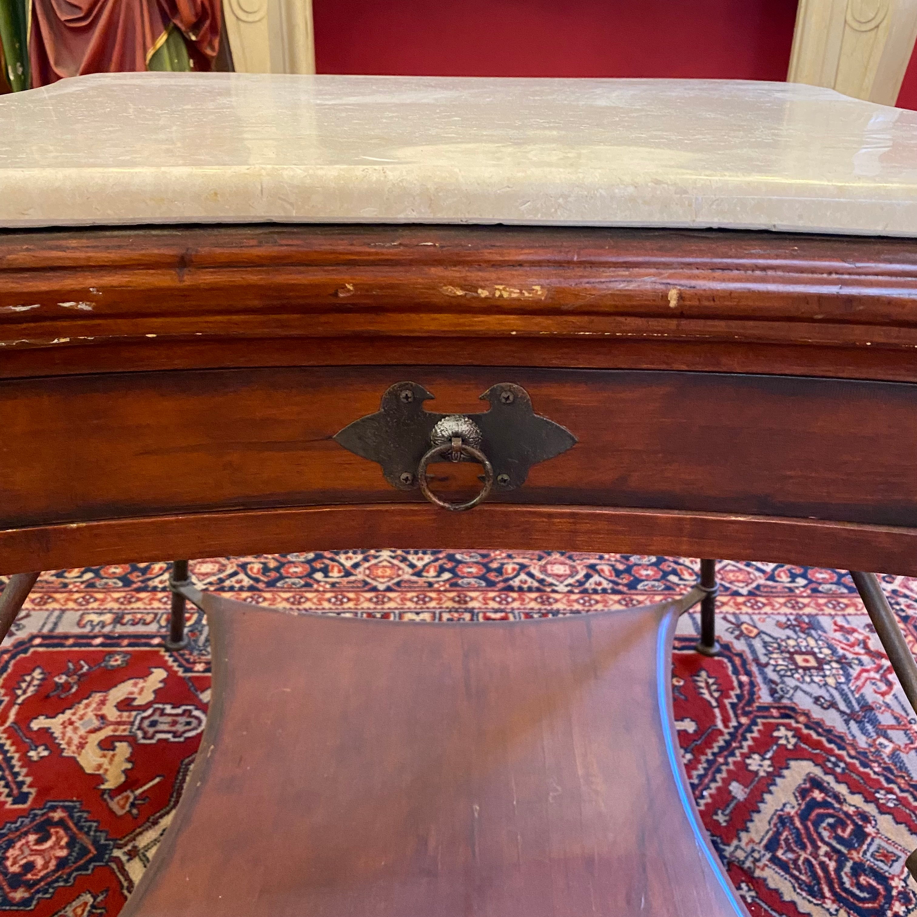 Antique Entrance Table with Marble Top