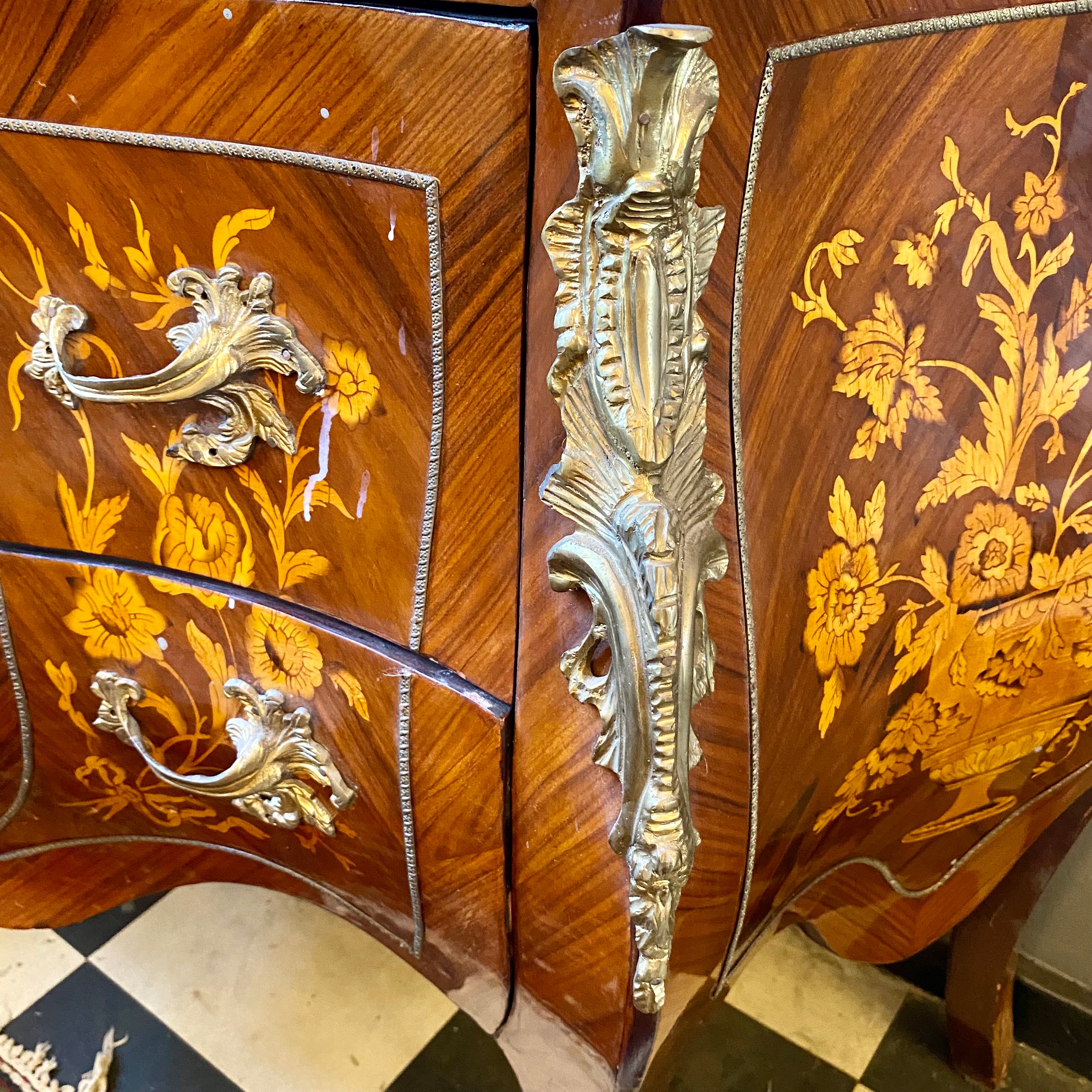 Ornate Bombe Chest with Marble Top - SOLD