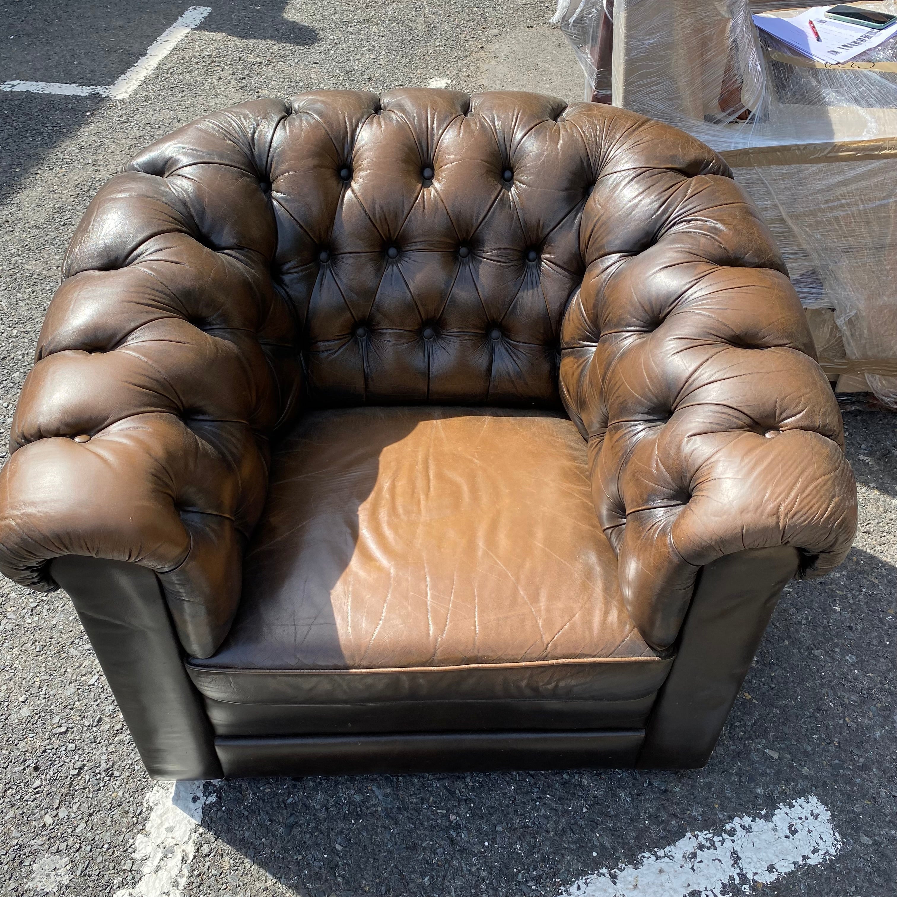 Vintage Leather Chesterfield Tub Chair