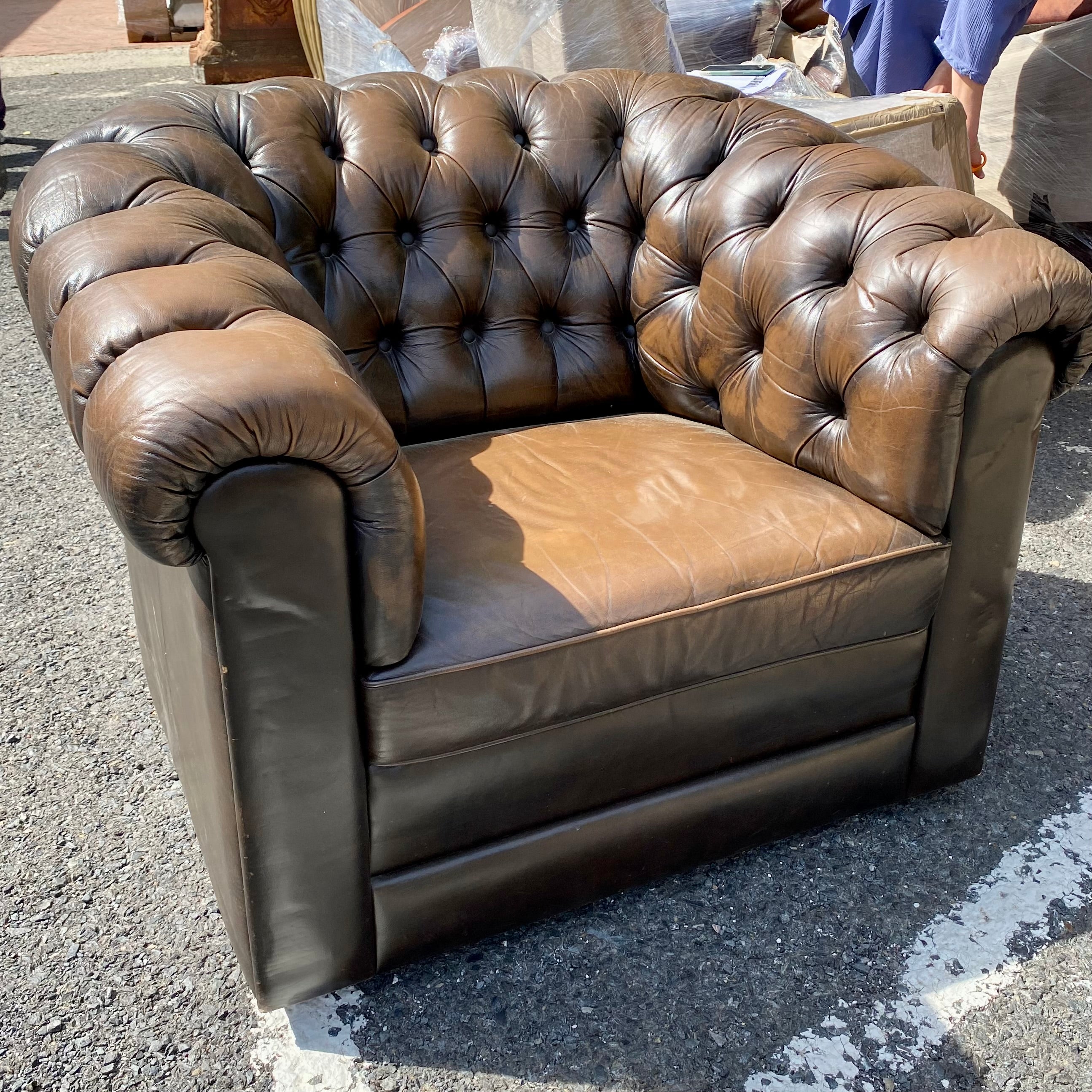 Vintage Leather Chesterfield Tub Chair