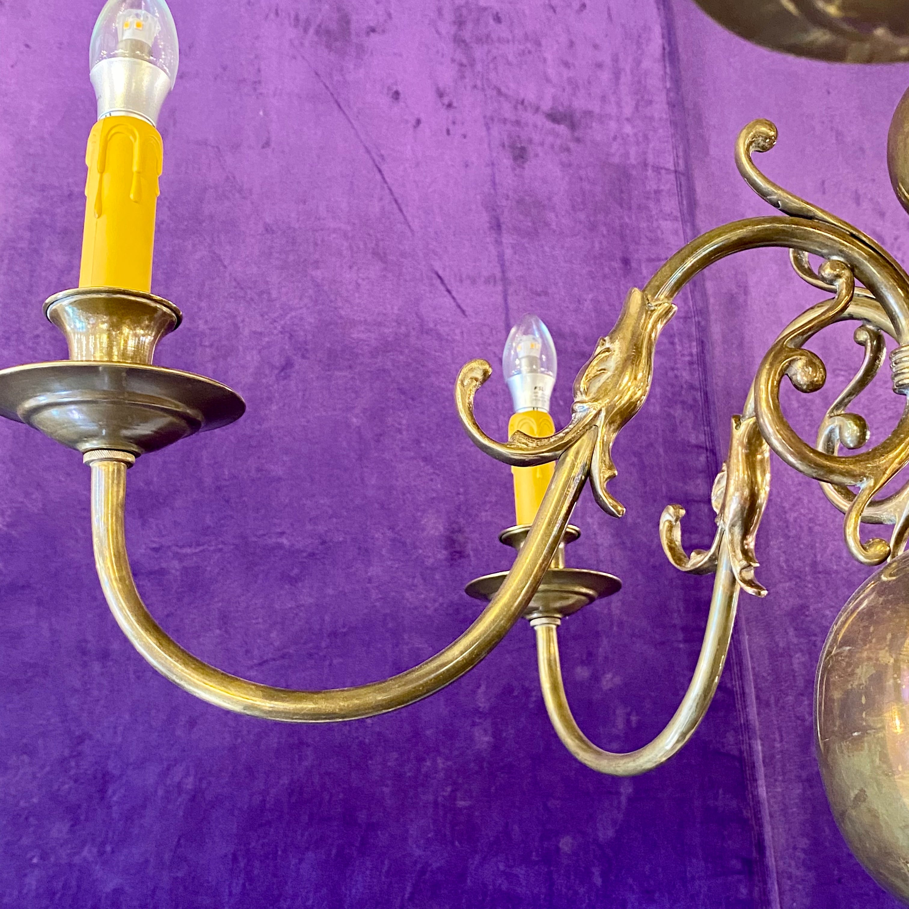 Antique Brass Flemish Chandelier - SOLD