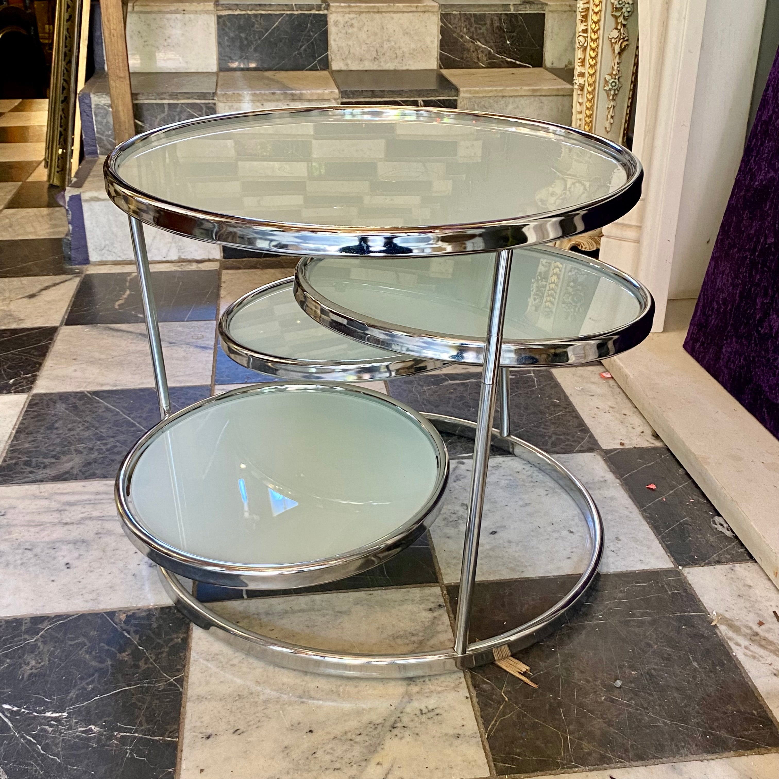 1960's Chrome & Frosted Glass Kare Design Table - SOLD