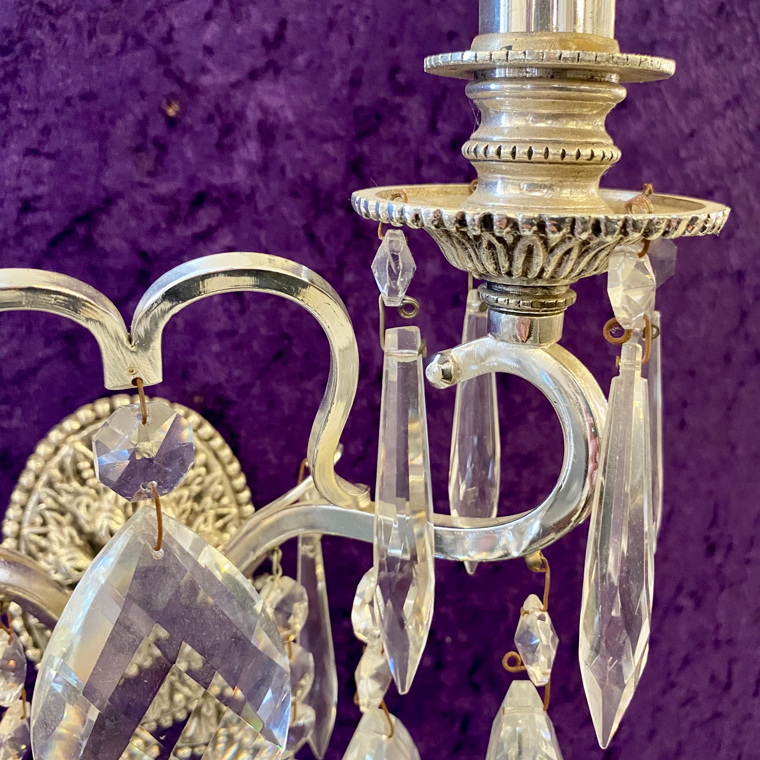 Delos Custom Designed Nickel & Crystal Wall Light