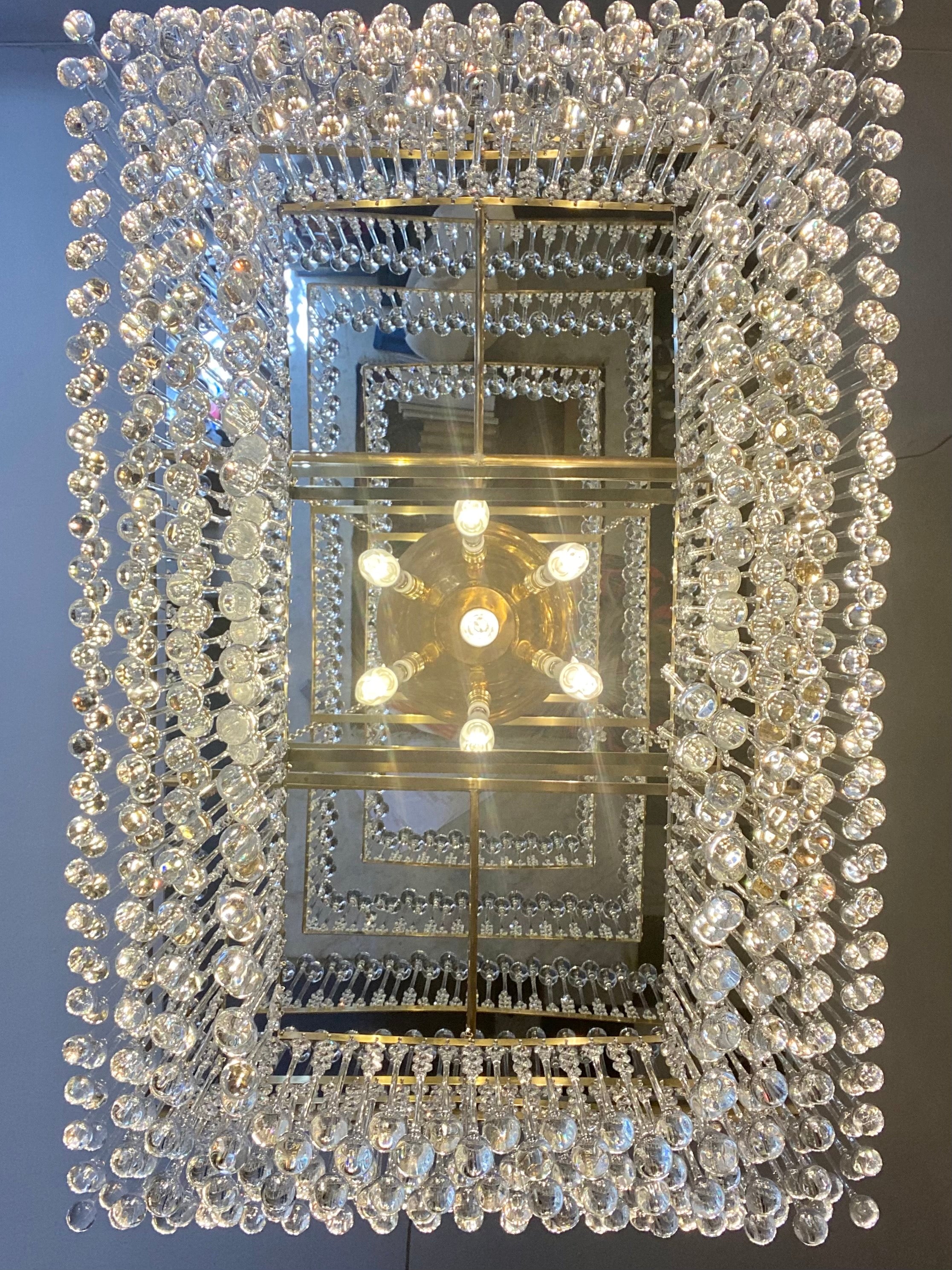 Incredible Flush Mounted Chandelier with Water Droplet Crystals - SOLD