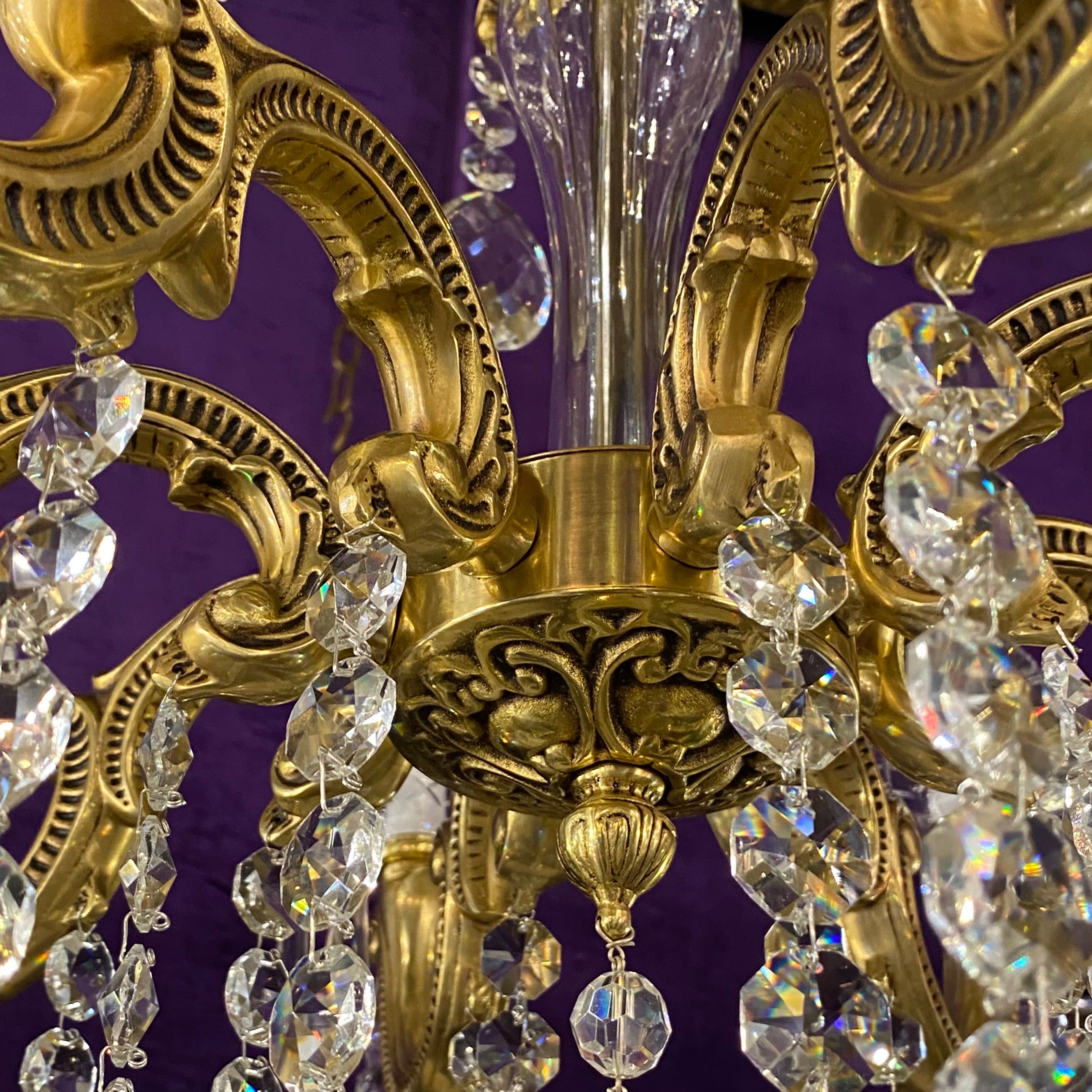 Tall Delos Eight Arm Crystal Chandelier