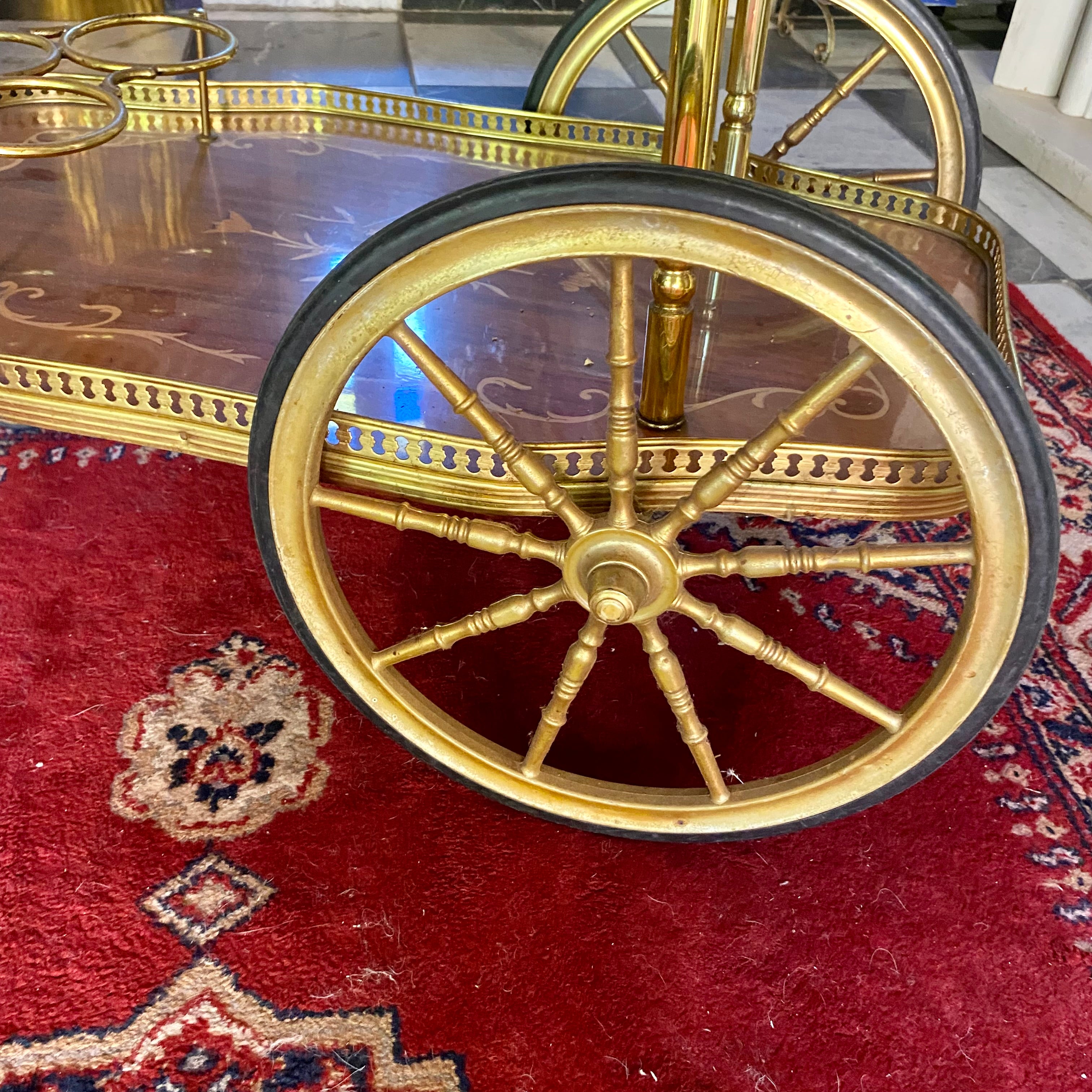 Vintage Inlaid Drinks Trolley