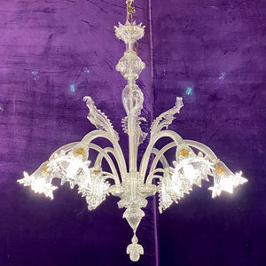 INCREDIBLE!! Clear Glass Antique Murano Chandelier