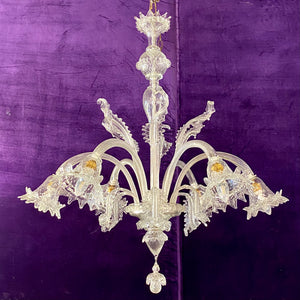 INCREDIBLE!! Clear Glass Antique Murano Chandelier